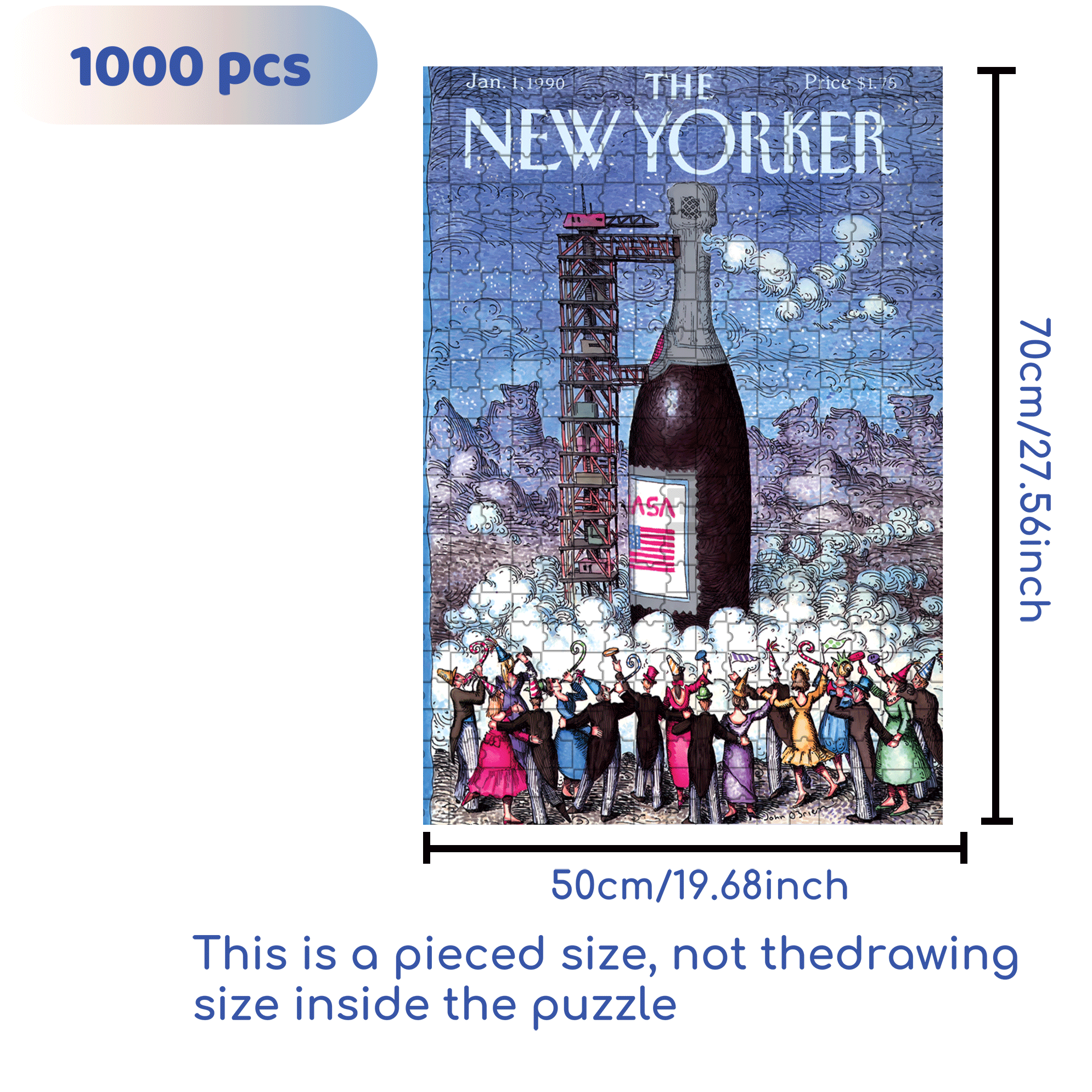 Champagne Countdown 500pcs/1000pcs Jigsaw Puzzle, Scratch-Resistant, Interactive Family Game & Brain-Boosting DIY Decor, Perfect for Halloween, Christmas & New Year Gifts, Family Puzzle Game