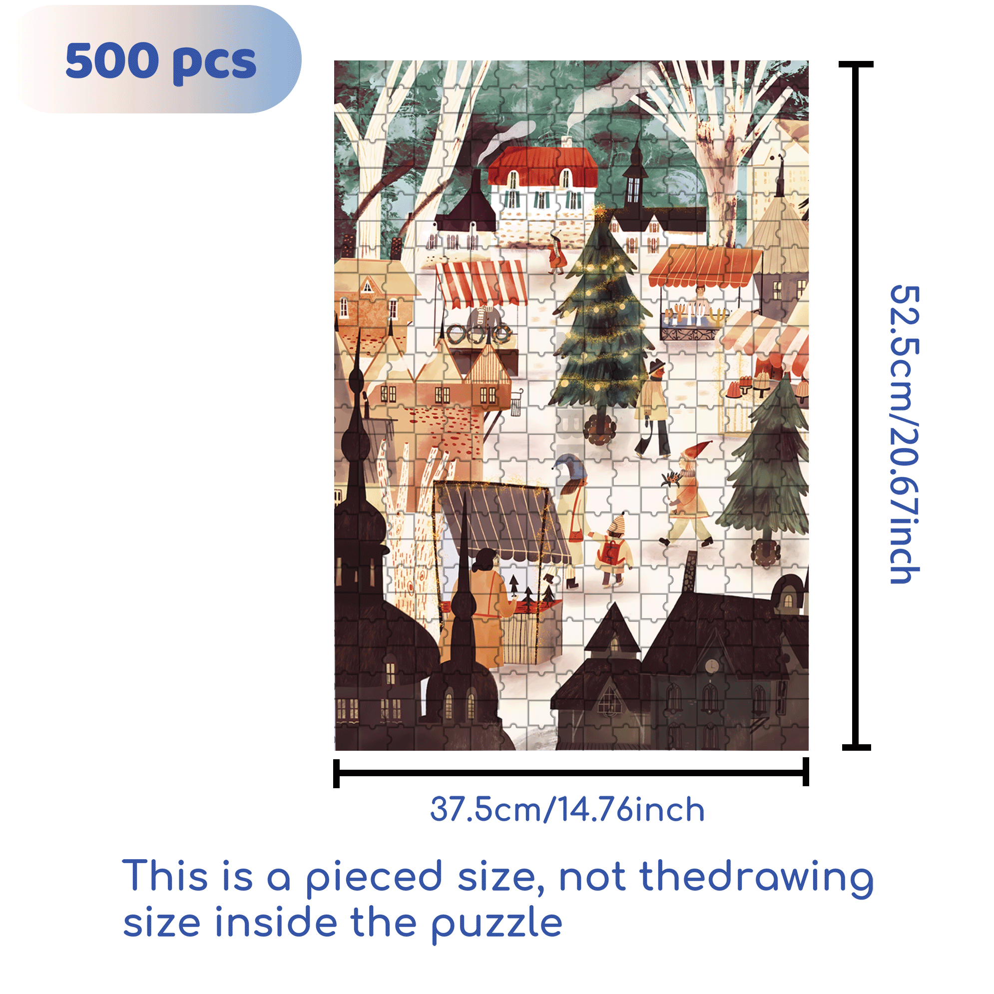 Christmas Market 500pcs/1000pcs Jigsaw Puzzle, Scratch-Resistant, Interactive Family Game & Brain-Boosting DIY Decor, Perfect for Halloween, Christmas & New Year Gifts, Family Puzzle Game