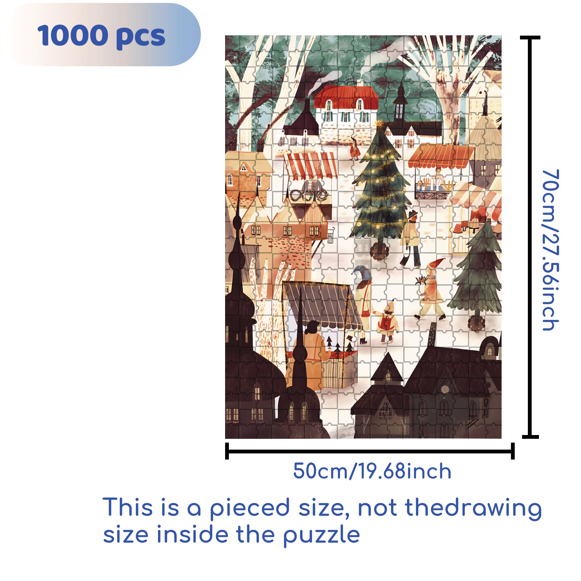 Christmas Market 500pcs/1000pcs Jigsaw Puzzle, Scratch-Resistant, Interactive Family Game & Brain-Boosting DIY Decor, Perfect for Halloween, Christmas & New Year Gifts, Family Puzzle Game