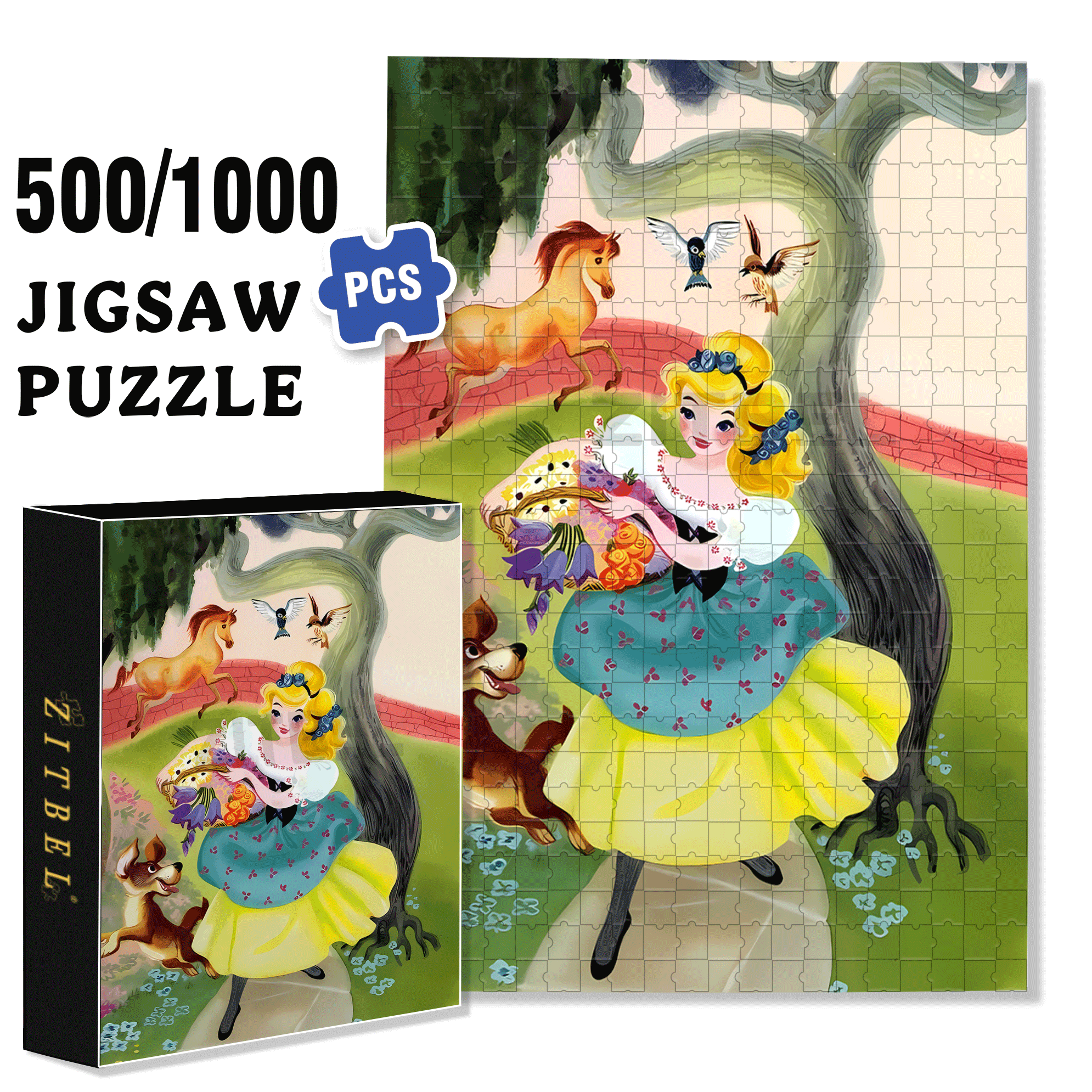 Cinderella 2 500pcs/1000pcs Jigsaw Puzzle, Scratch-Resistant, Interactive Family Game & Brain-Boosting DIY Decor, Perfect for Halloween, Christmas & New Year Gifts, Family Puzzle Game