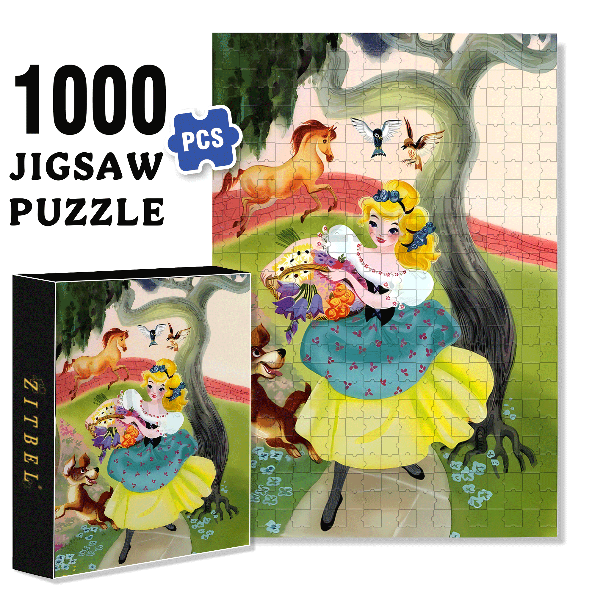 Cinderella 2 500pcs/1000pcs Jigsaw Puzzle, Scratch-Resistant, Interactive Family Game & Brain-Boosting DIY Decor, Perfect for Halloween, Christmas & New Year Gifts, Family Puzzle Game