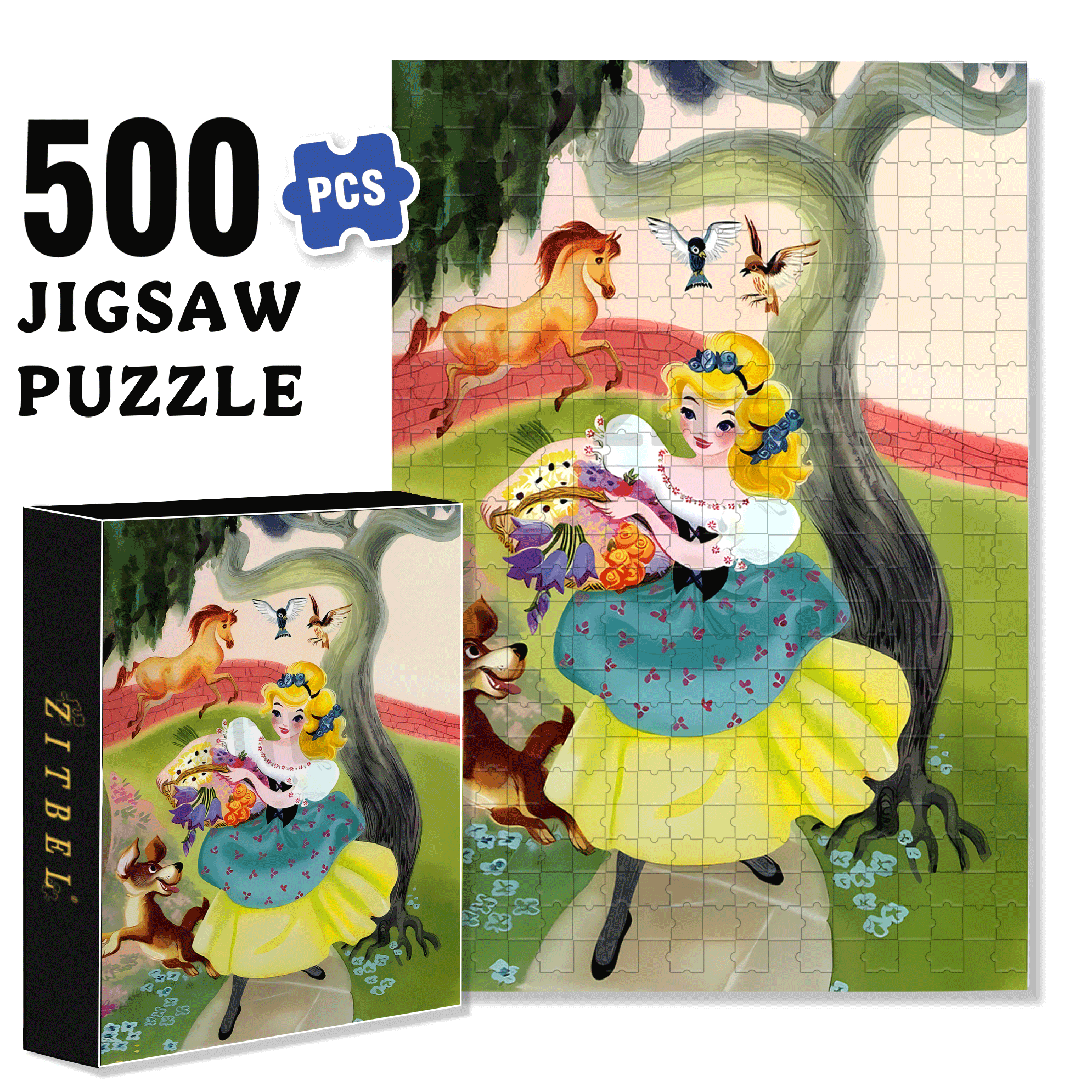 Cinderella 2 500pcs/1000pcs Jigsaw Puzzle, Scratch-Resistant, Interactive Family Game & Brain-Boosting DIY Decor, Perfect for Halloween, Christmas & New Year Gifts, Family Puzzle Game