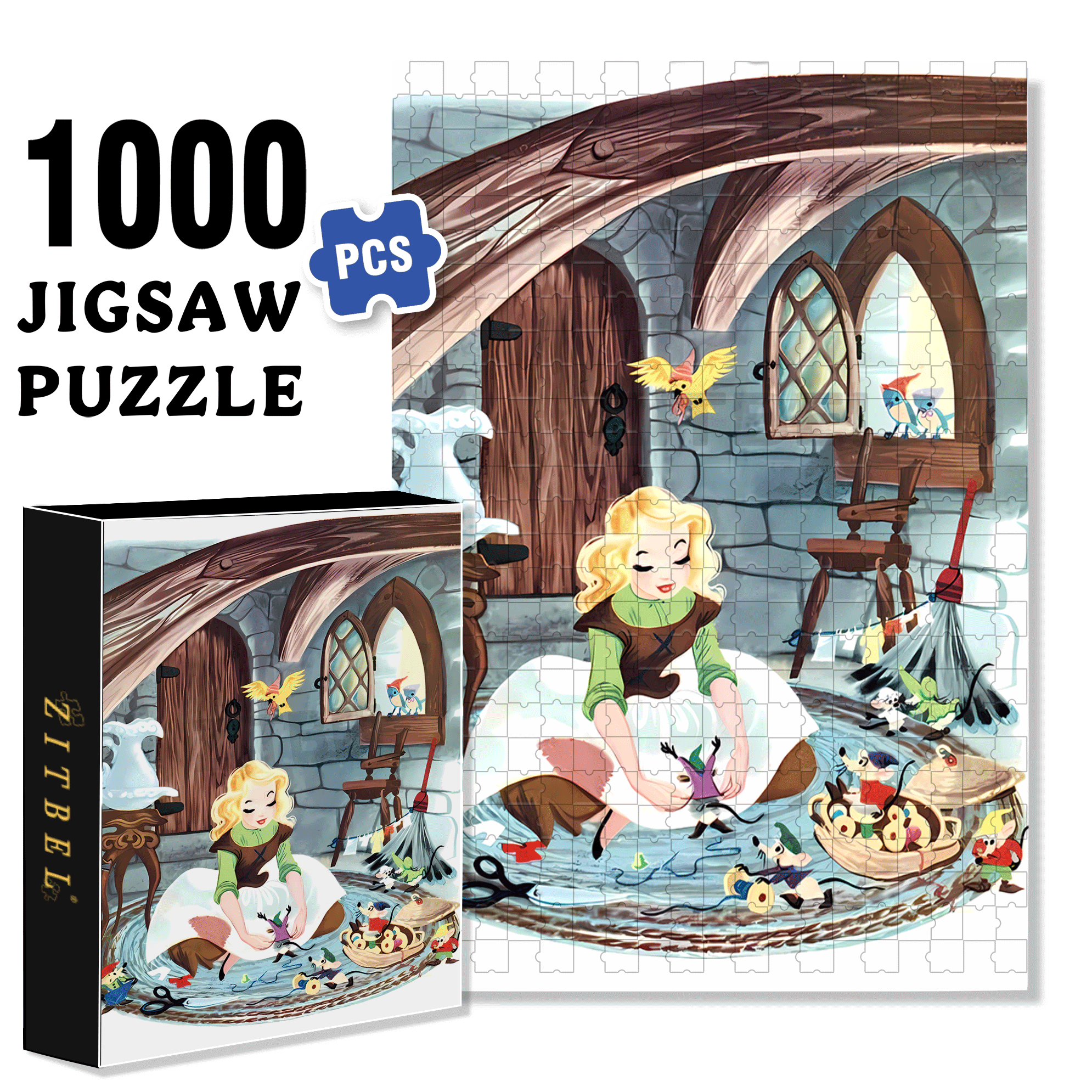 Cinderella 500pcs/1000pcs Jigsaw Puzzle, Scratch-Resistant, Interactive Family Game & Brain-Boosting DIY Decor, Perfect for Halloween, Christmas & New Year Gifts, Family Puzzle Game