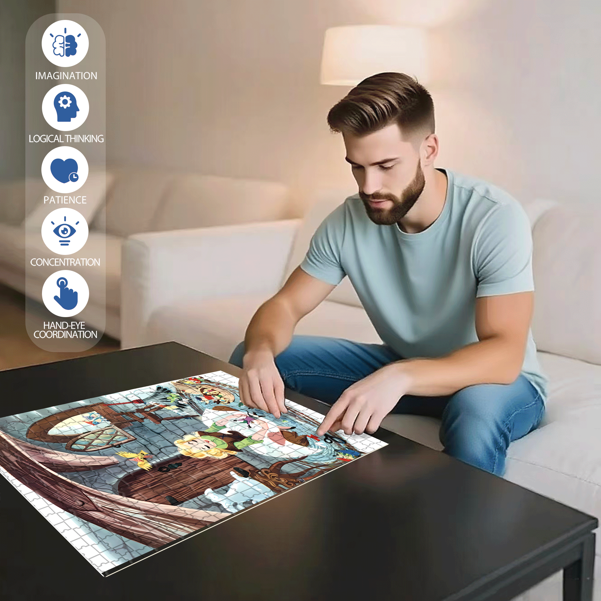 Cinderella 500pcs/1000pcs Jigsaw Puzzle, Scratch-Resistant, Interactive Family Game & Brain-Boosting DIY Decor, Perfect for Halloween, Christmas & New Year Gifts, Family Puzzle Game
