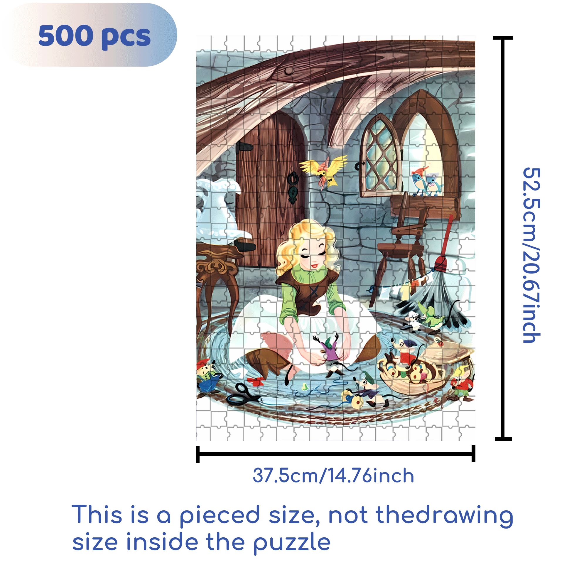 Cinderella 500pcs/1000pcs Jigsaw Puzzle, Scratch-Resistant, Interactive Family Game & Brain-Boosting DIY Decor, Perfect for Halloween, Christmas & New Year Gifts, Family Puzzle Game