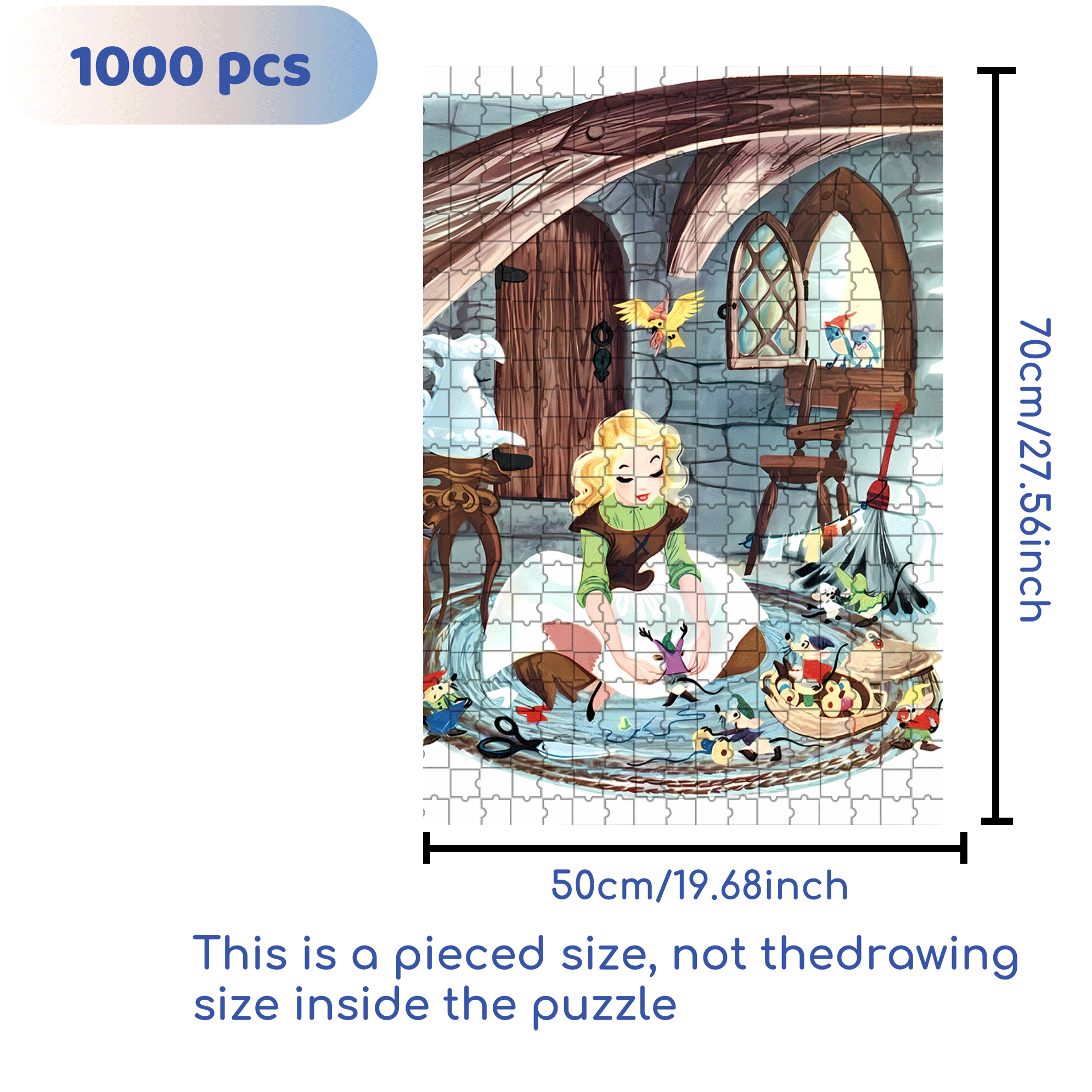 Cinderella 500pcs/1000pcs Jigsaw Puzzle, Scratch-Resistant, Interactive Family Game & Brain-Boosting DIY Decor, Perfect for Halloween, Christmas & New Year Gifts, Family Puzzle Game