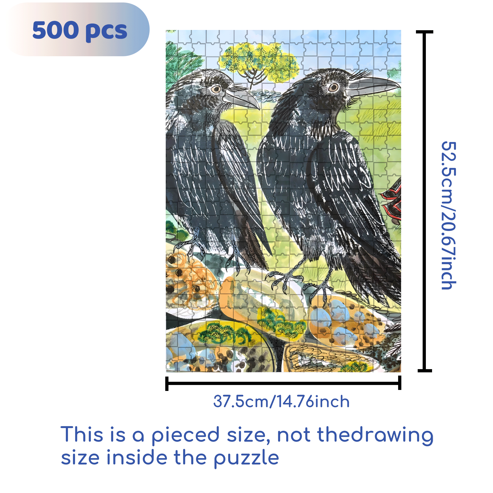 Crow 500pcs/1000pcs Jigsaw Puzzle, Scratch-Resistant, Interactive Family Game & Brain-Boosting DIY Decor, Perfect for Halloween, Christmas & New Year Gifts, Family Puzzle Game