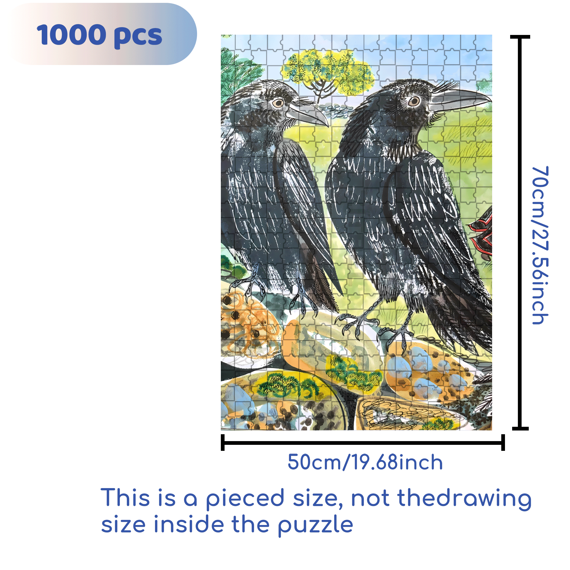 Crow 500pcs/1000pcs Jigsaw Puzzle, Scratch-Resistant, Interactive Family Game & Brain-Boosting DIY Decor, Perfect for Halloween, Christmas & New Year Gifts, Family Puzzle Game