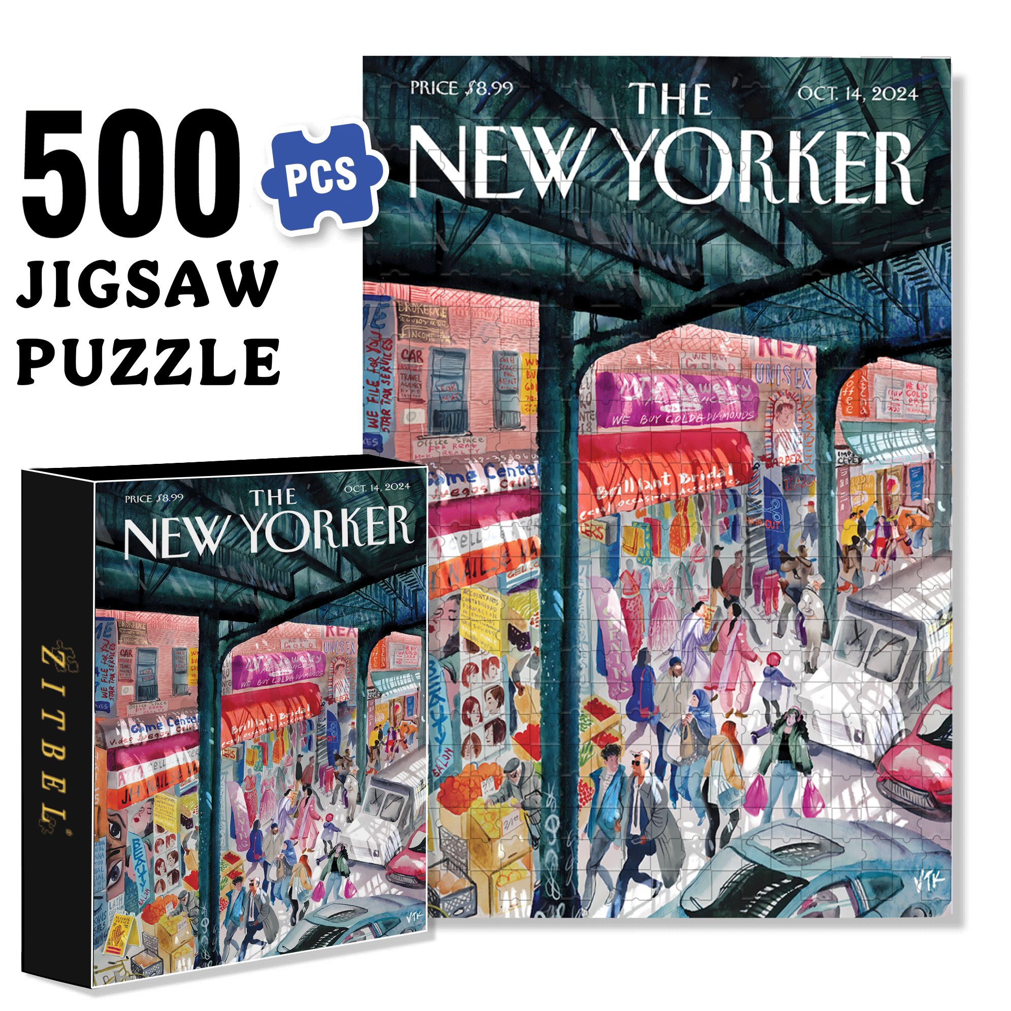 Crowds Of People 500pcs/1000pcs Jigsaw Puzzle, Scratch-Resistant, Interactive Family Game & Brain-Boosting DIY Decor, Perfect for Halloween, Christmas & New Year Gifts, Family Puzzle Game