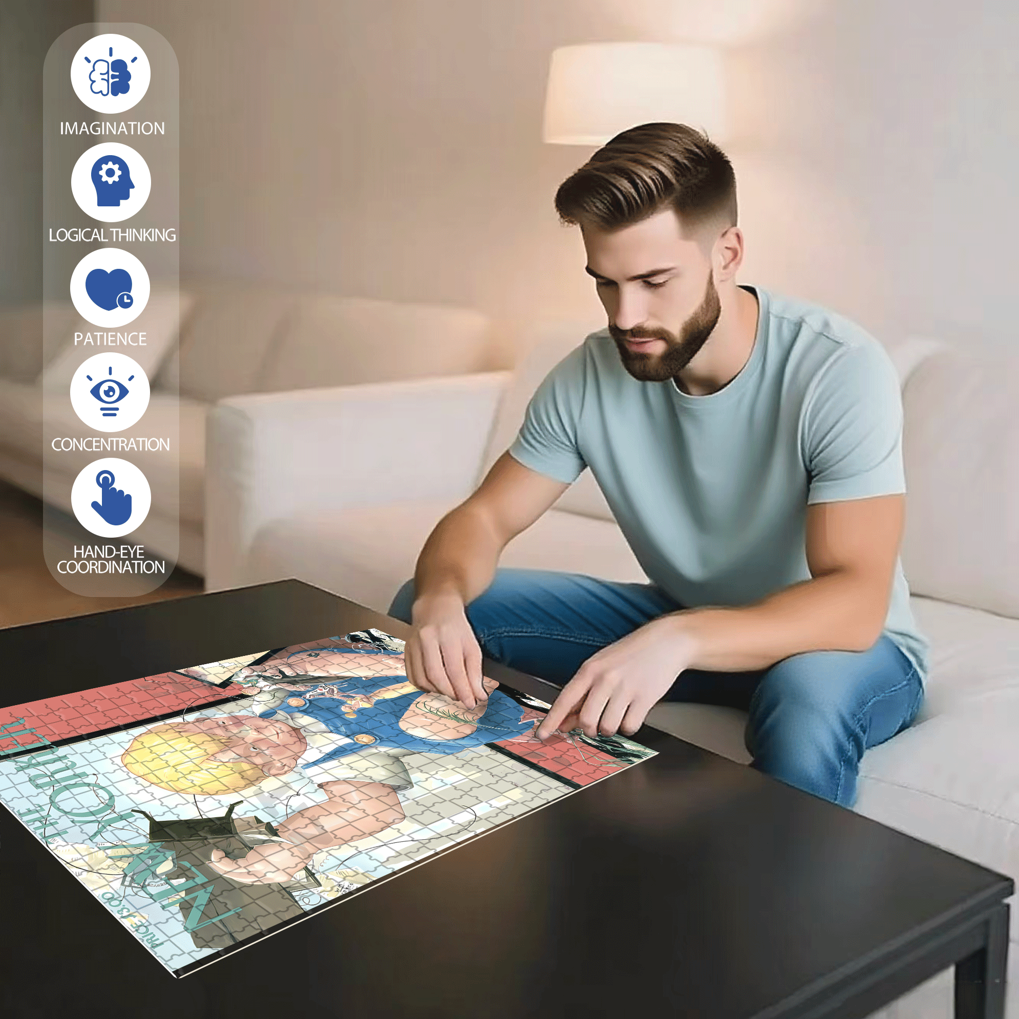 Destroyer 500pcs/1000pcs Jigsaw Puzzle, Scratch-Resistant, Interactive Family Game & Brain-Boosting DIY Decor, Perfect for Halloween, Christmas & New Year Gifts, Family Puzzle Game