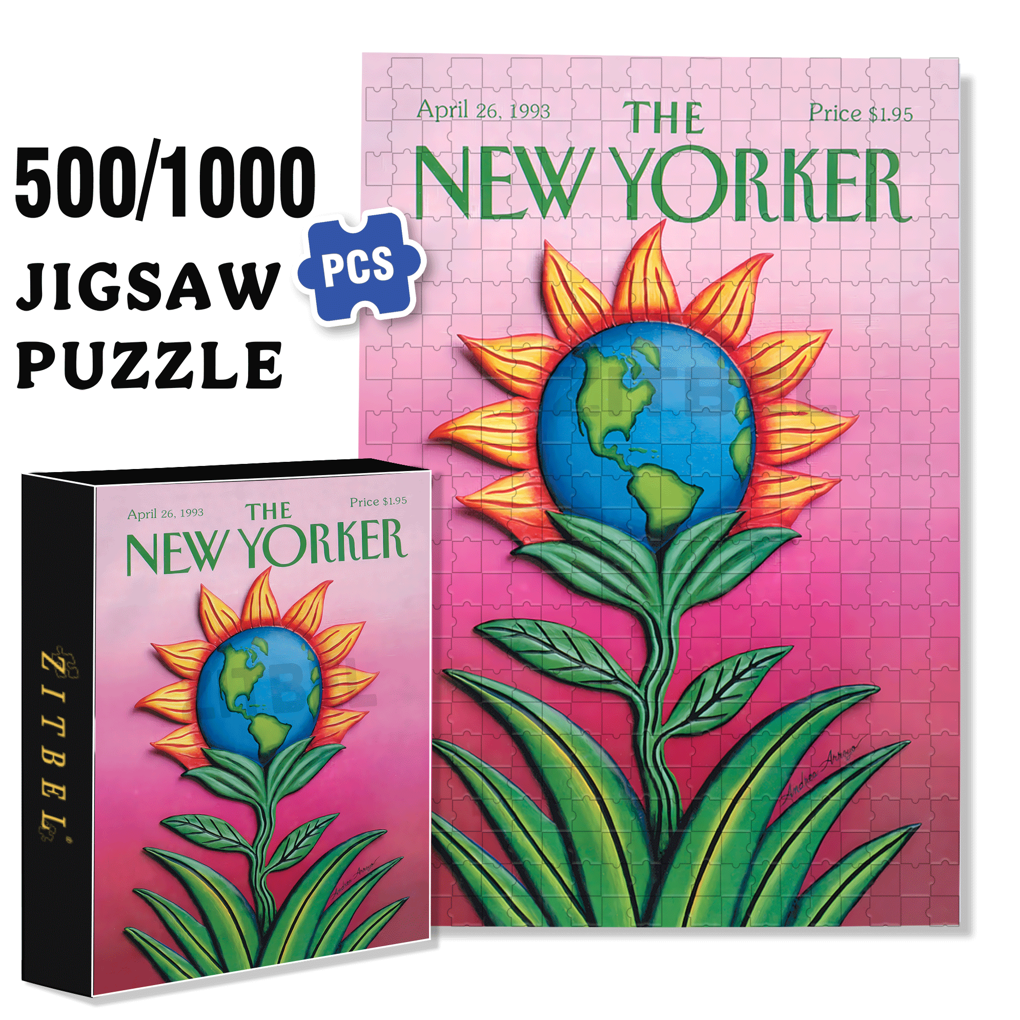 Earth Day 500pcs/1000pcs Jigsaw Puzzle, Scratch-Resistant, Interactive Family Game & Brain-Boosting DIY Decor, Perfect for Halloween, Christmas & New Year Gifts, Family Puzzle Game