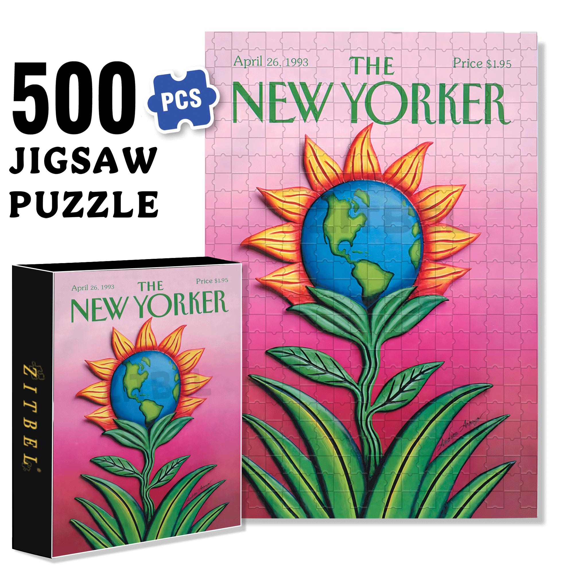 Earth Day 500pcs/1000pcs Jigsaw Puzzle, Scratch-Resistant, Interactive Family Game & Brain-Boosting DIY Decor, Perfect for Halloween, Christmas & New Year Gifts, Family Puzzle Game
