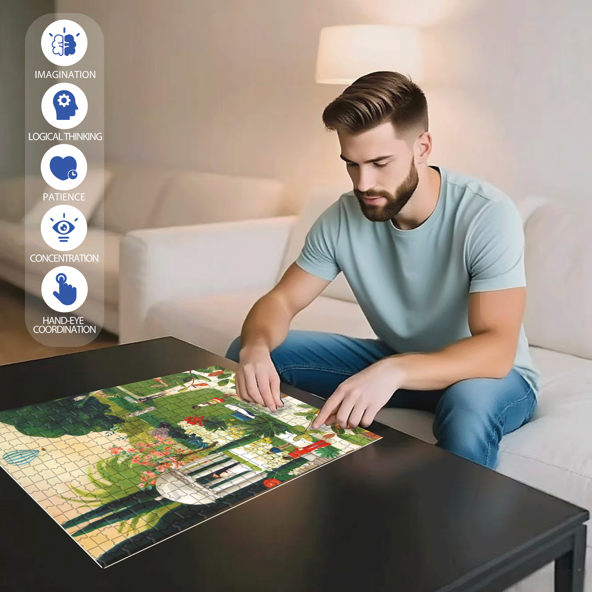 Fainting in the Botanical Garden 500pcs/1000pcs Jigsaw Puzzle, Scratch-Resistant, Interactive Family Game & Brain-Boosting DIY Decor, Perfect for Halloween, Christmas & New Year Gifts, Family Puzzle Game