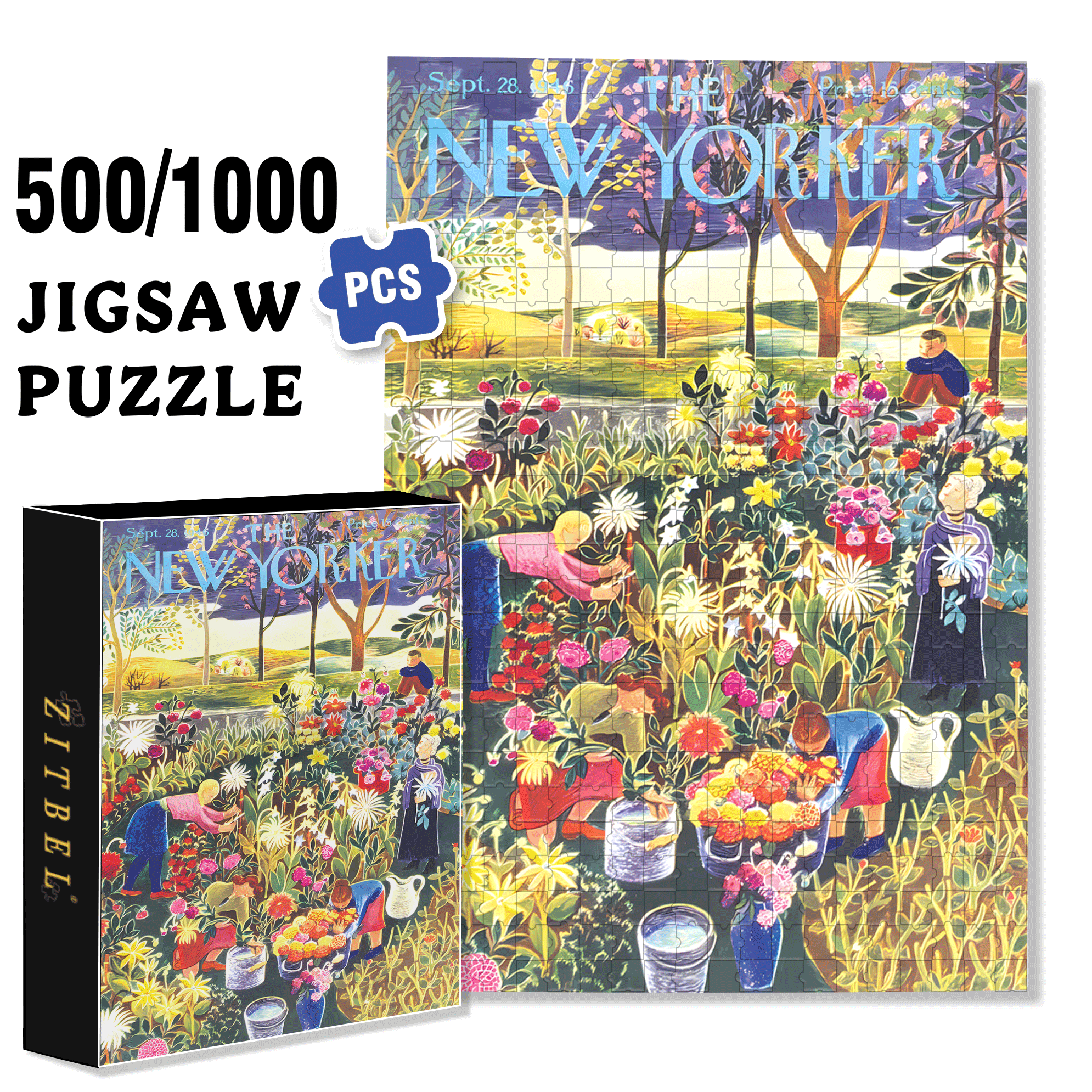 Flower Garden 500pcs/1000pcs Jigsaw Puzzle, Scratch-Resistant, Interactive Family Game & Brain-Boosting DIY Decor, Perfect for Halloween, Christmas & New Year Gifts, Family Puzzle Game