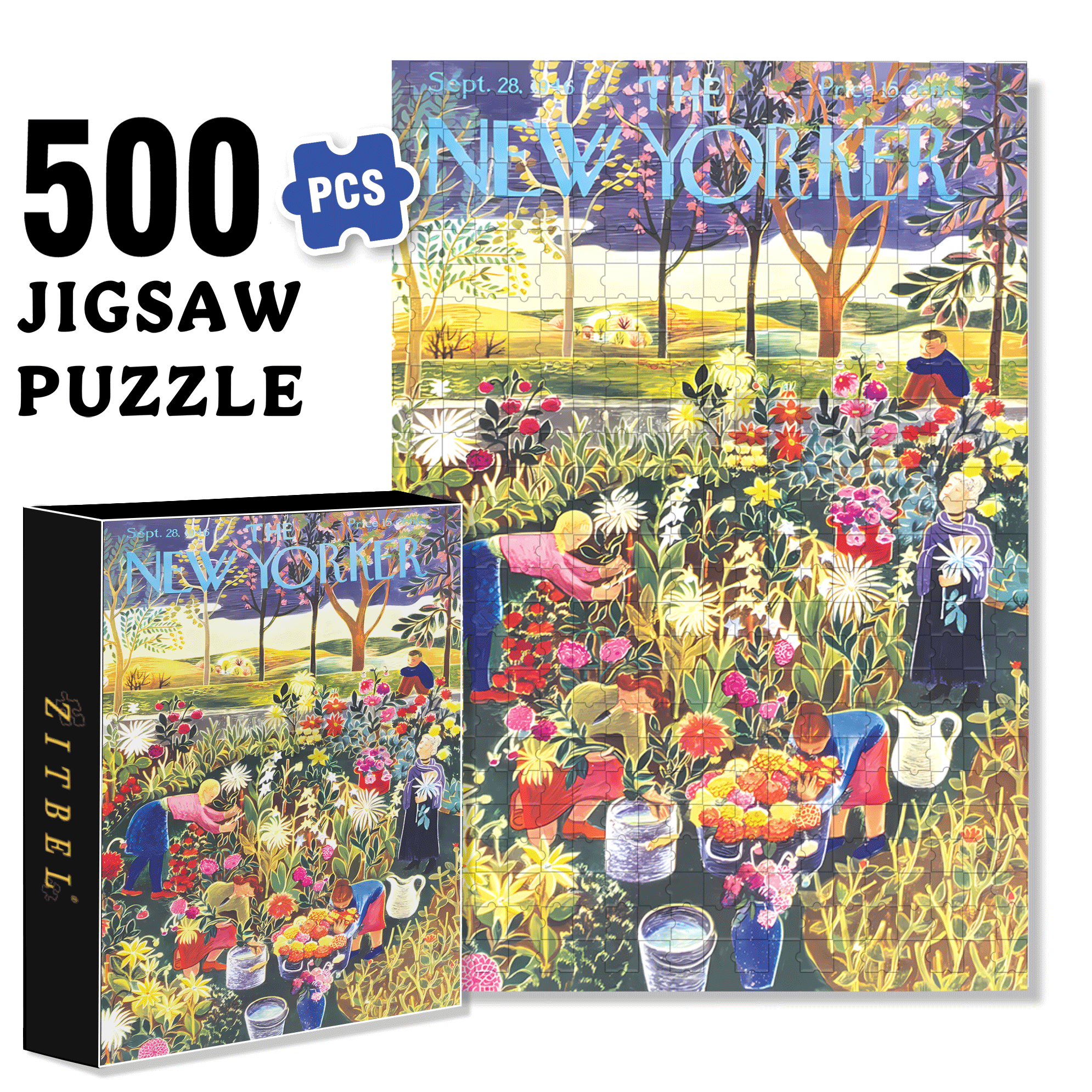 Flower Garden 500pcs/1000pcs Jigsaw Puzzle, Scratch-Resistant, Interactive Family Game & Brain-Boosting DIY Decor, Perfect for Halloween, Christmas & New Year Gifts, Family Puzzle Game