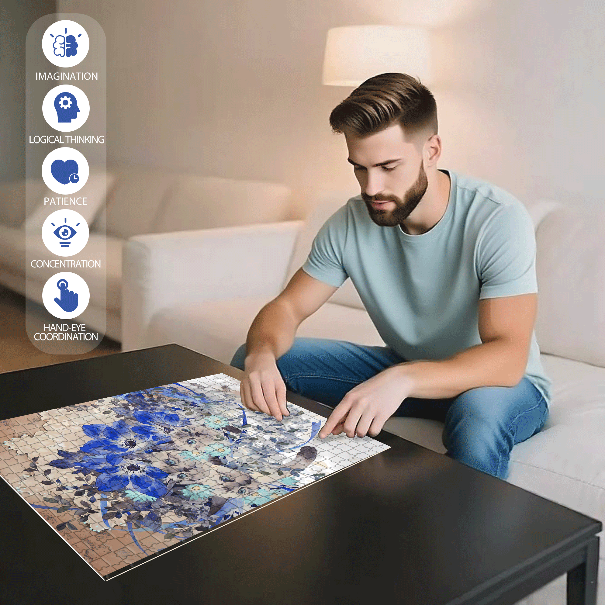 Flower of Life 500pcs/1000pcs Jigsaw Puzzle, Scratch-Resistant, Interactive Family Game & Brain-Boosting DIY Decor, Perfect for Halloween, Christmas & New Year Gifts, Family Puzzle Game