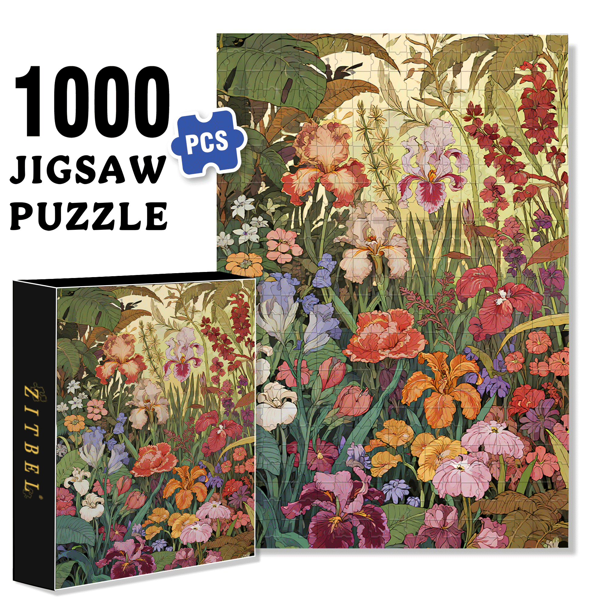 Flower Pictures 2 500pcs/1000pcs Jigsaw Puzzle, Scratch-Resistant, Interactive Family Game & Brain-Boosting DIY Decor, Perfect for Halloween, Christmas & New Year Gifts, Family Puzzle Game