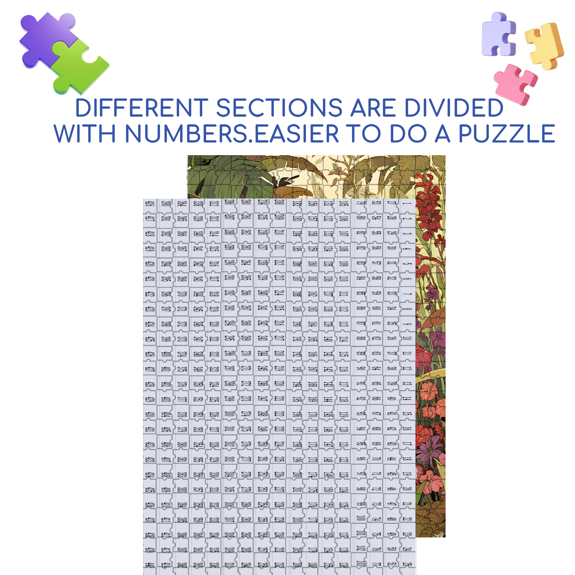 Flower Pictures 2 500pcs/1000pcs Jigsaw Puzzle, Scratch-Resistant, Interactive Family Game & Brain-Boosting DIY Decor, Perfect for Halloween, Christmas & New Year Gifts, Family Puzzle Game
