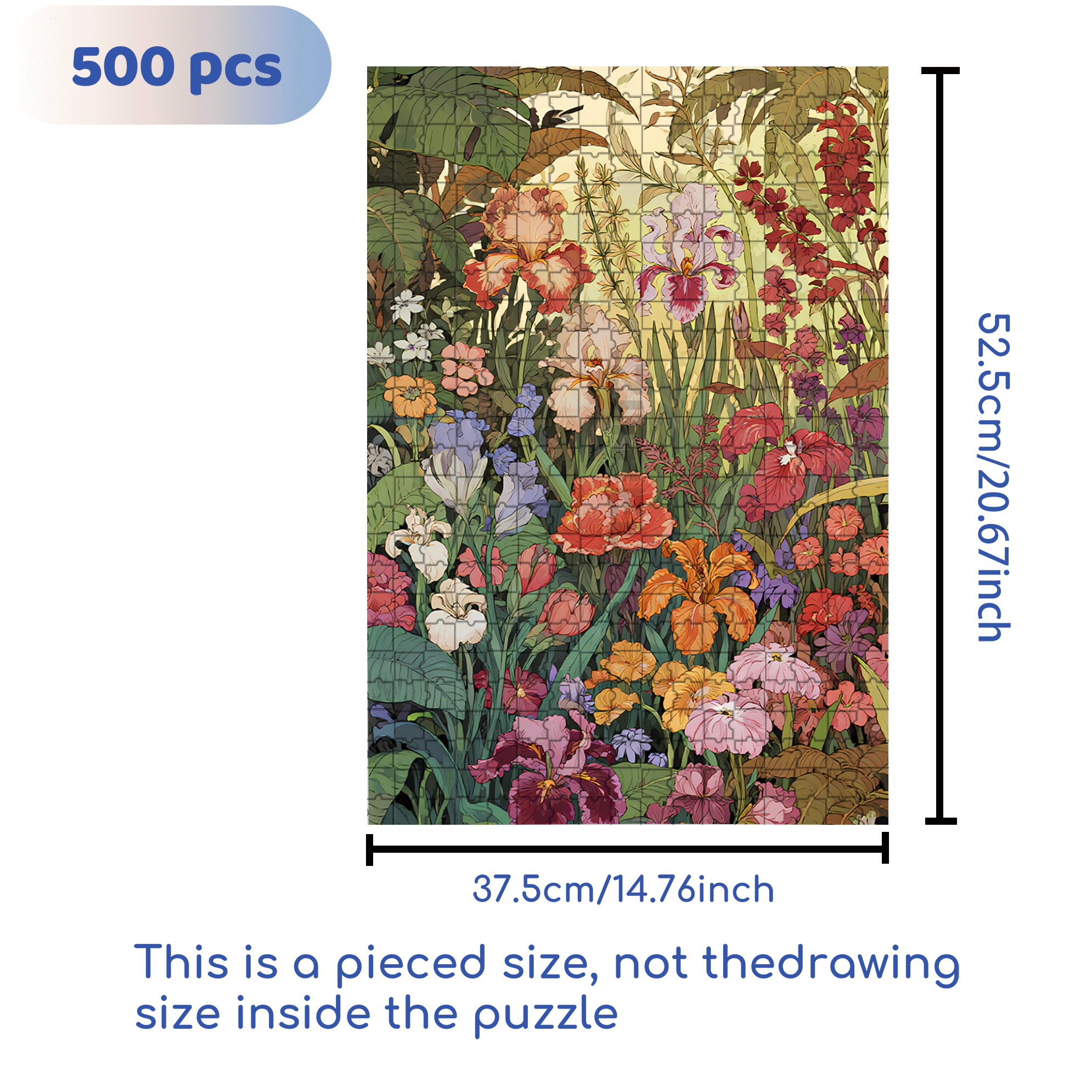 Flower Pictures 2 500pcs/1000pcs Jigsaw Puzzle, Scratch-Resistant, Interactive Family Game & Brain-Boosting DIY Decor, Perfect for Halloween, Christmas & New Year Gifts, Family Puzzle Game