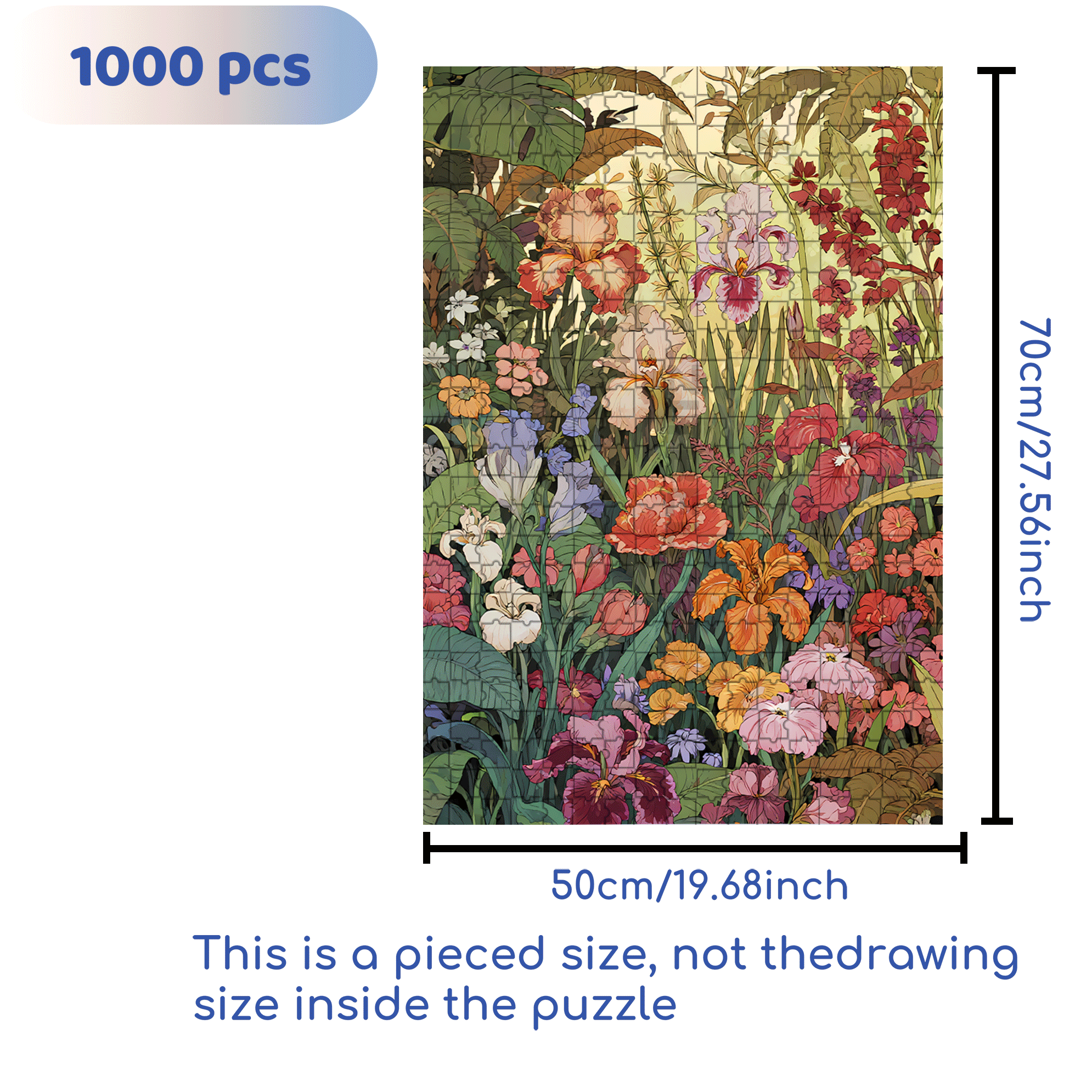 Flower Pictures 2 500pcs/1000pcs Jigsaw Puzzle, Scratch-Resistant, Interactive Family Game & Brain-Boosting DIY Decor, Perfect for Halloween, Christmas & New Year Gifts, Family Puzzle Game