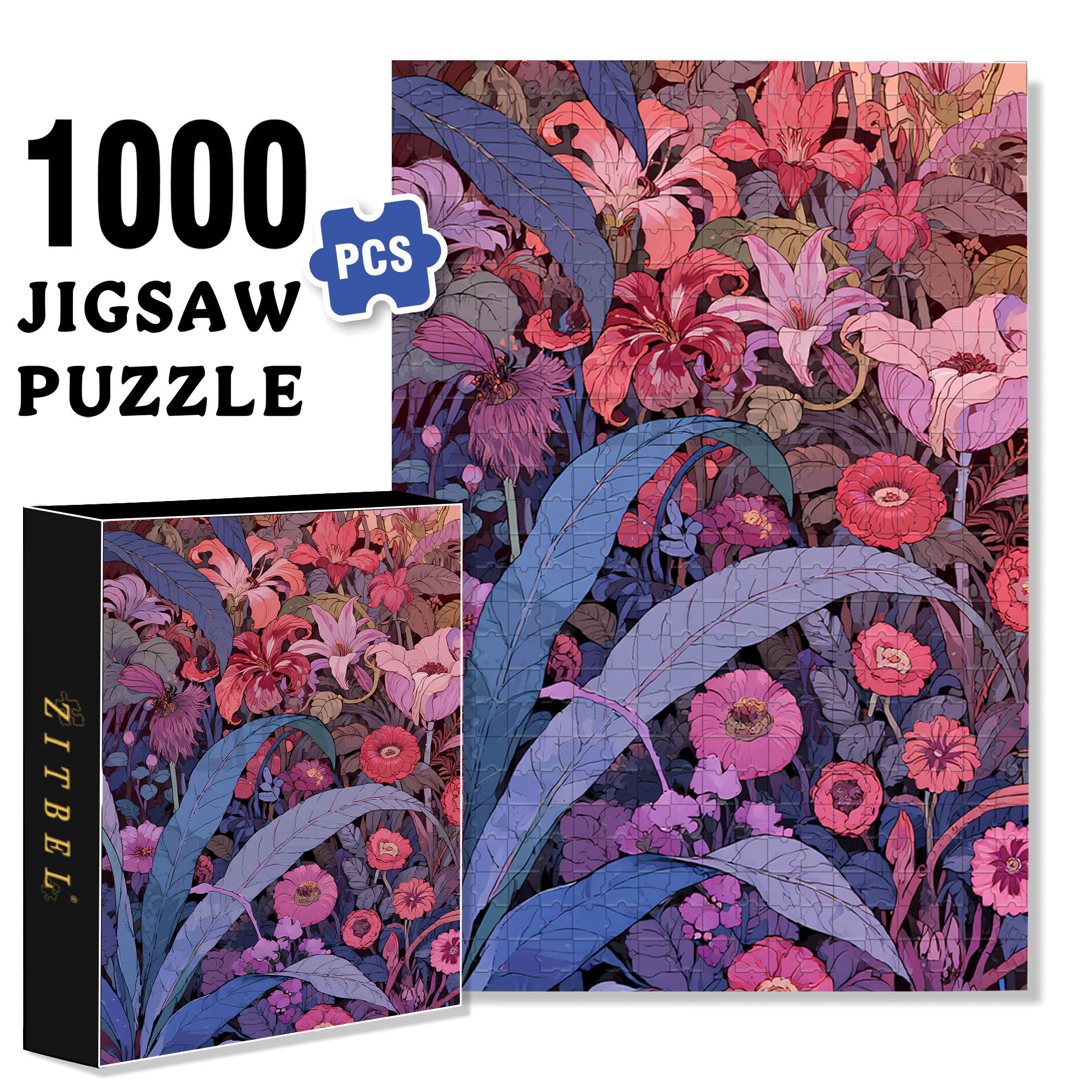 Flower Pictures 500pcs/1000pcs Jigsaw Puzzle, Scratch-Resistant, Interactive Family Game & Brain-Boosting DIY Decor, Perfect for Halloween, Christmas & New Year Gifts, Family Puzzle Game
