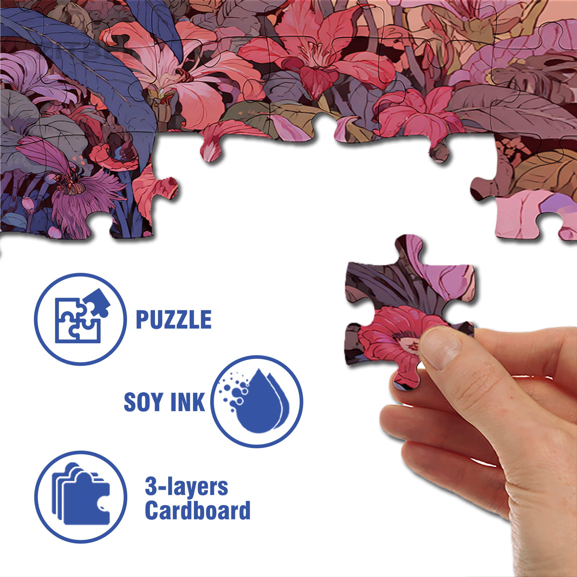 Flower Pictures 500pcs/1000pcs Jigsaw Puzzle, Scratch-Resistant, Interactive Family Game & Brain-Boosting DIY Decor, Perfect for Halloween, Christmas & New Year Gifts, Family Puzzle Game