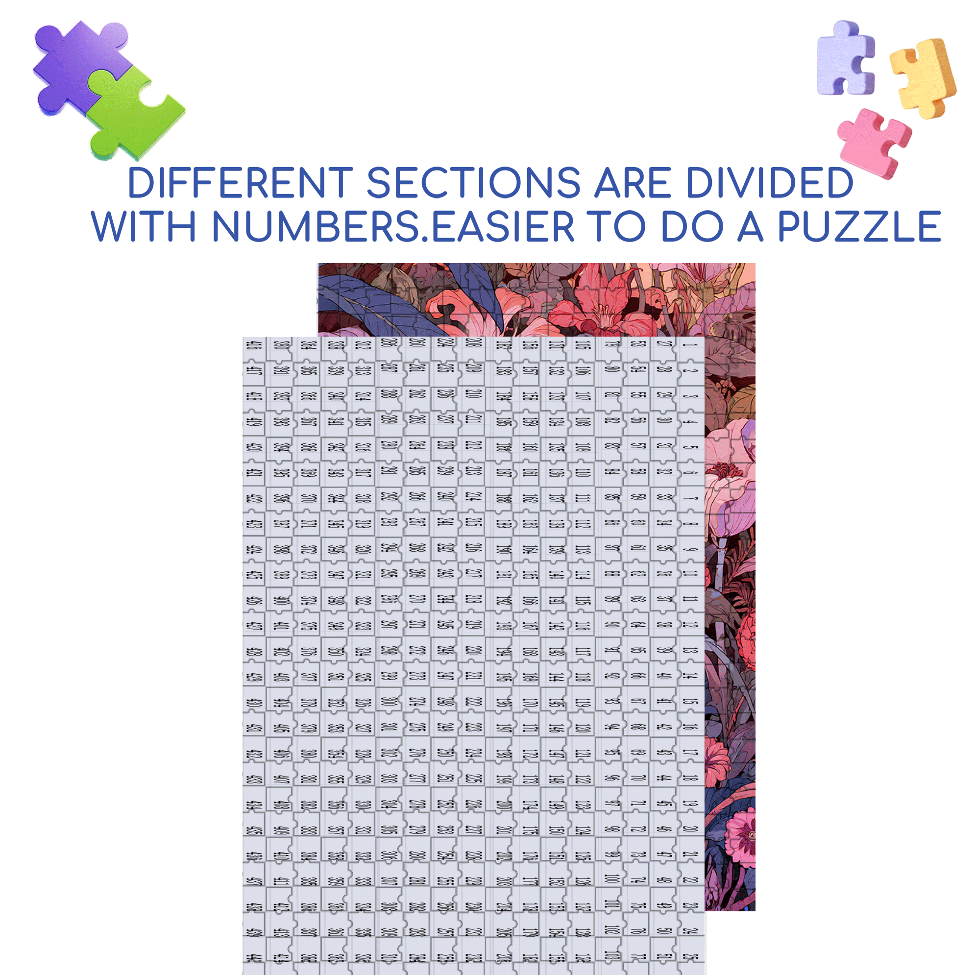 Flower Pictures 500pcs/1000pcs Jigsaw Puzzle, Scratch-Resistant, Interactive Family Game & Brain-Boosting DIY Decor, Perfect for Halloween, Christmas & New Year Gifts, Family Puzzle Game