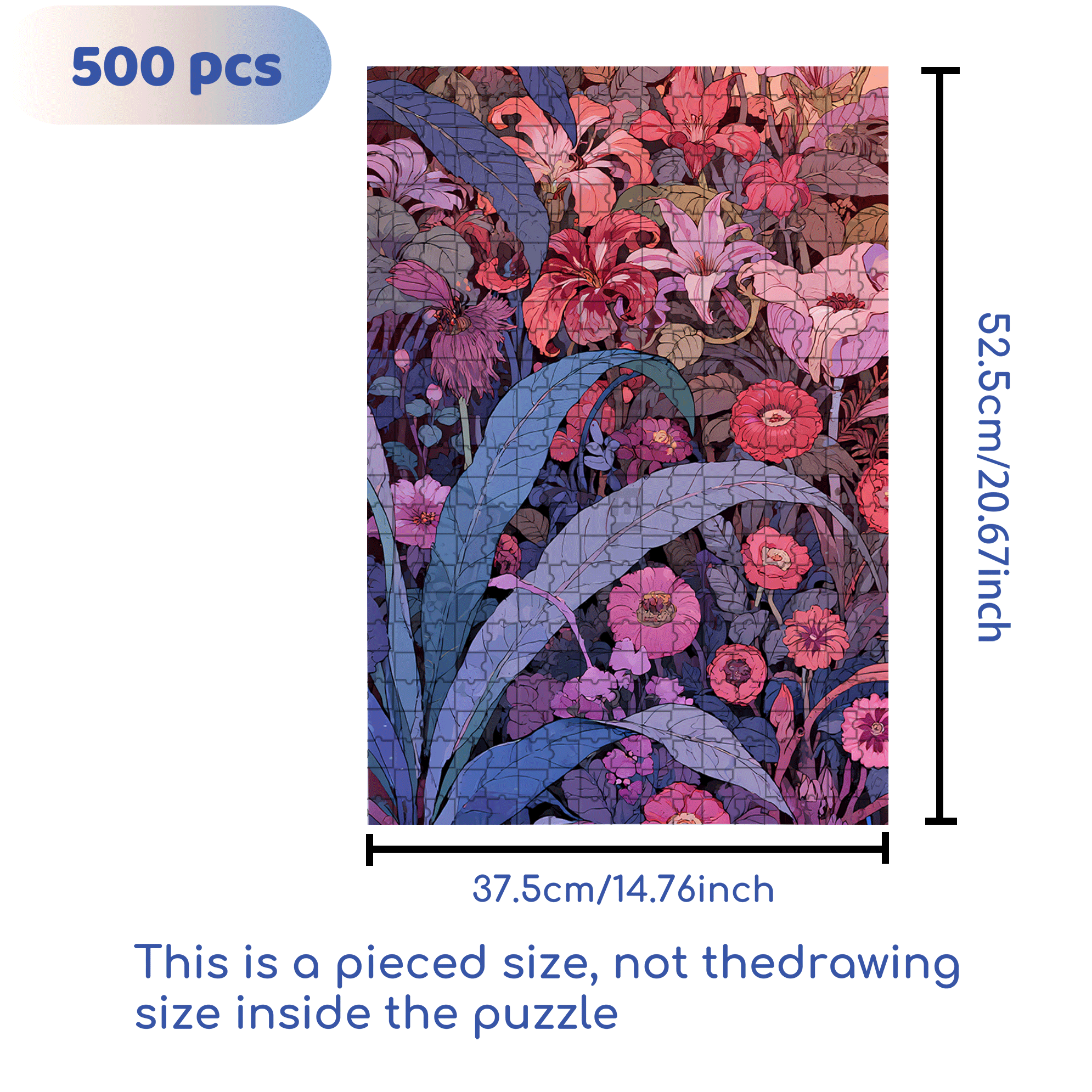Flower Pictures 500pcs/1000pcs Jigsaw Puzzle, Scratch-Resistant, Interactive Family Game & Brain-Boosting DIY Decor, Perfect for Halloween, Christmas & New Year Gifts, Family Puzzle Game