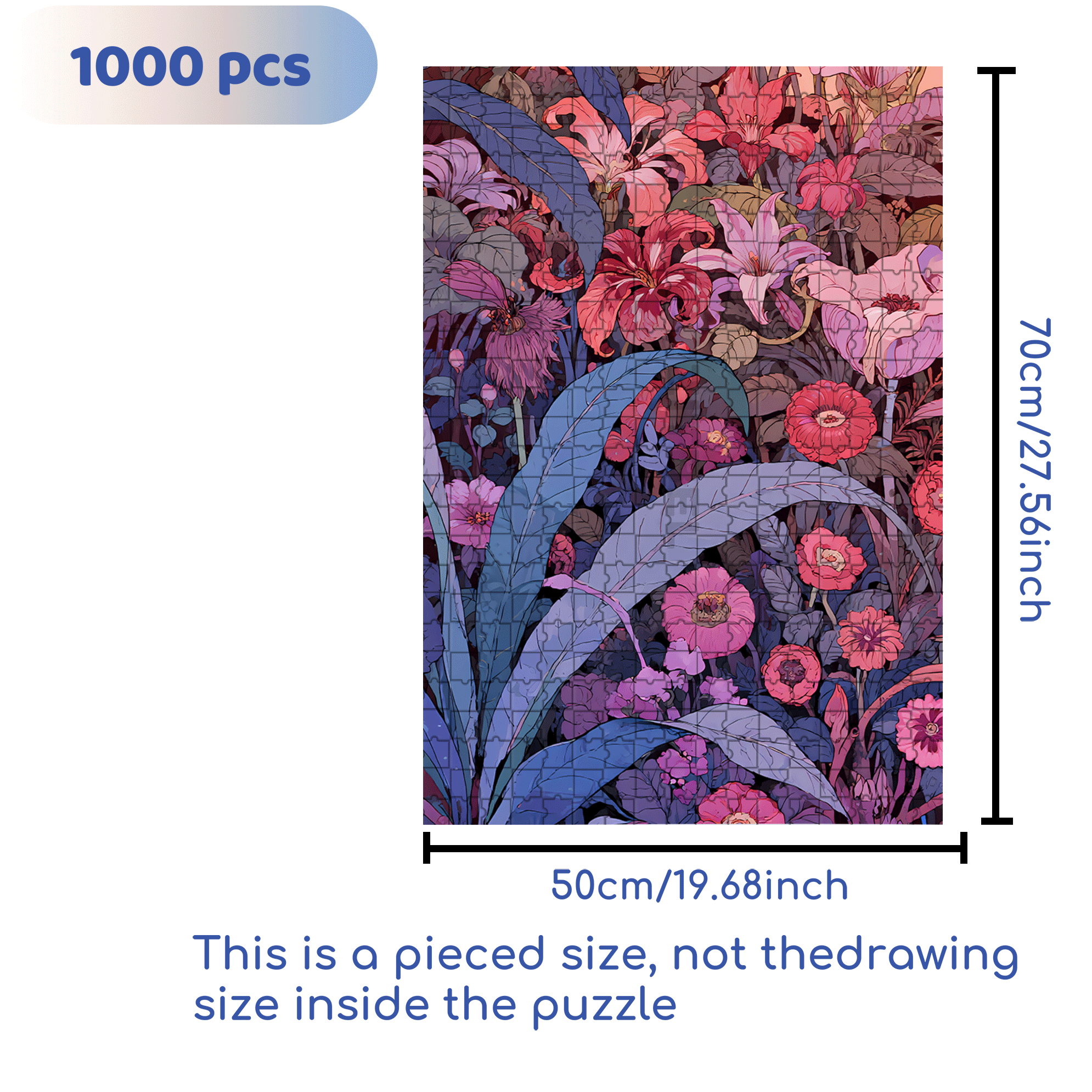 Flower Pictures 500pcs/1000pcs Jigsaw Puzzle, Scratch-Resistant, Interactive Family Game & Brain-Boosting DIY Decor, Perfect for Halloween, Christmas & New Year Gifts, Family Puzzle Game