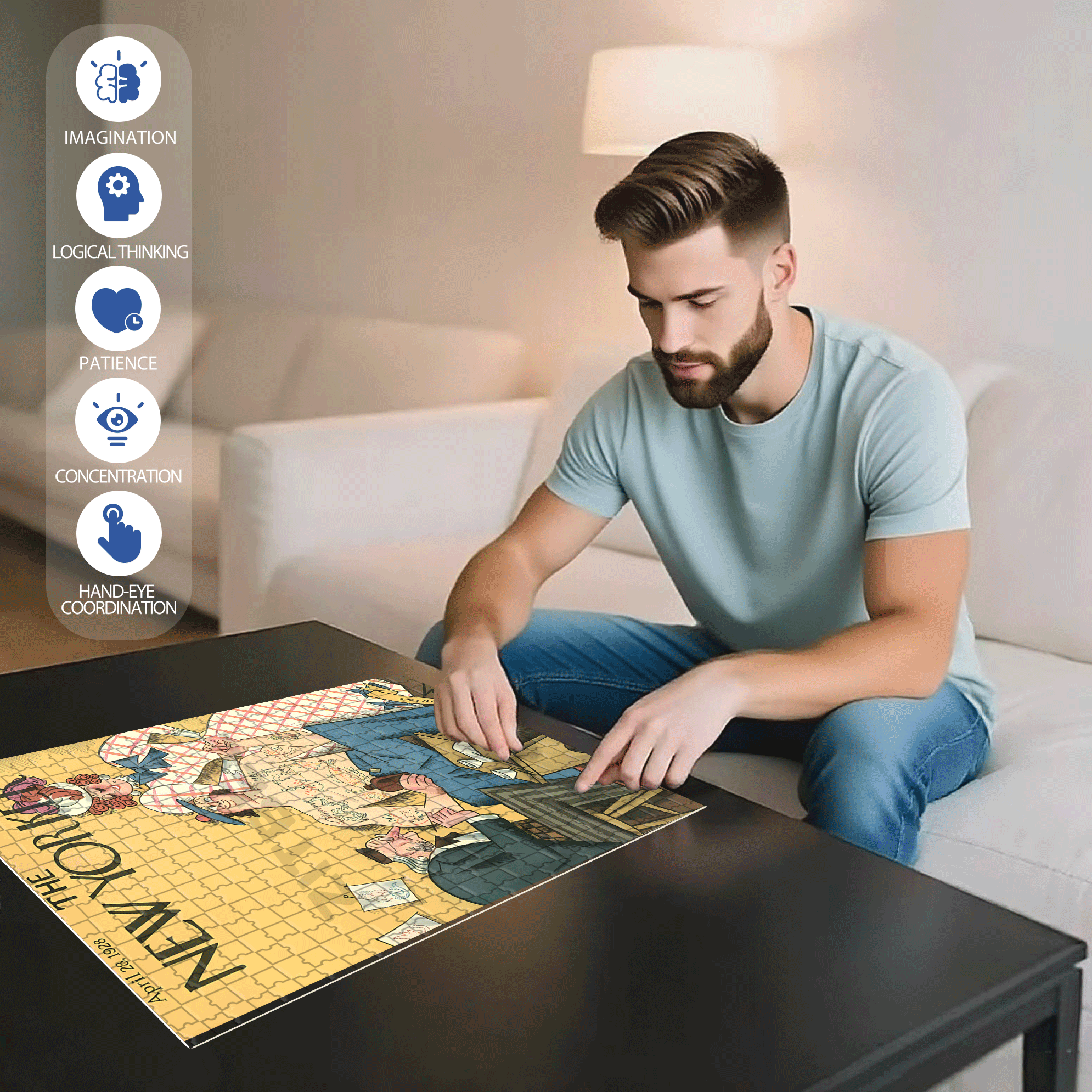 I Love Liz 500pcs/1000pcs Jigsaw Puzzle, Scratch-Resistant, Interactive Family Game & Brain-Boosting DIY Decor, Perfect for Halloween, Christmas & New Year Gifts, Family Puzzle Game