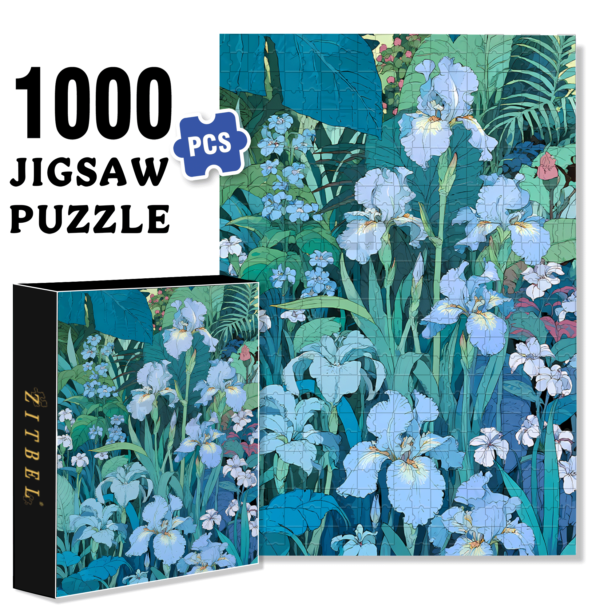 Irises In The Park 500pcs/1000pcs Jigsaw Puzzle, Scratch-Resistant, Interactive Family Game & Brain-Boosting DIY Decor, Perfect for Halloween, Christmas & New Year Gifts, Family Puzzle Game