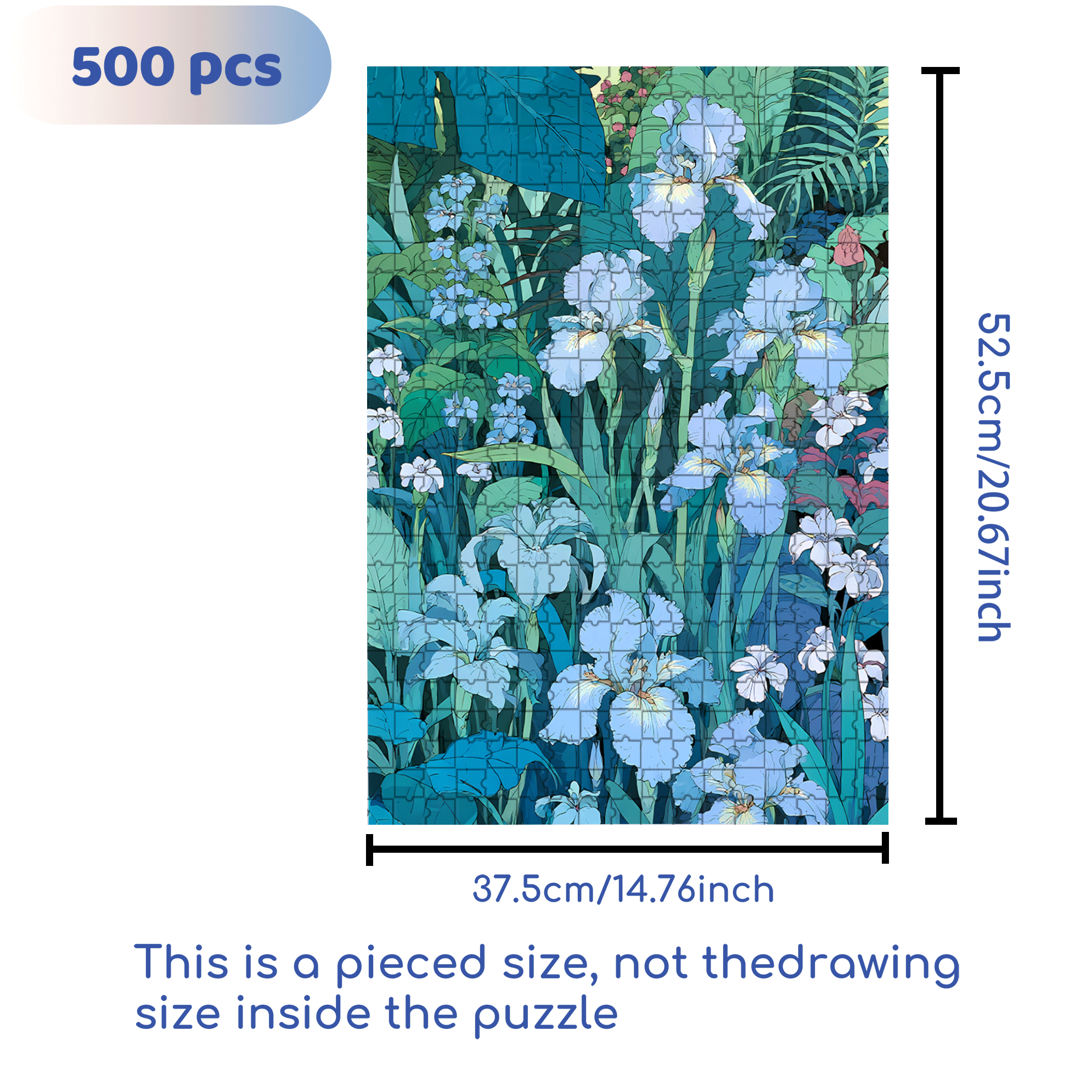 Irises In The Park 500pcs/1000pcs Jigsaw Puzzle, Scratch-Resistant, Interactive Family Game & Brain-Boosting DIY Decor, Perfect for Halloween, Christmas & New Year Gifts, Family Puzzle Game