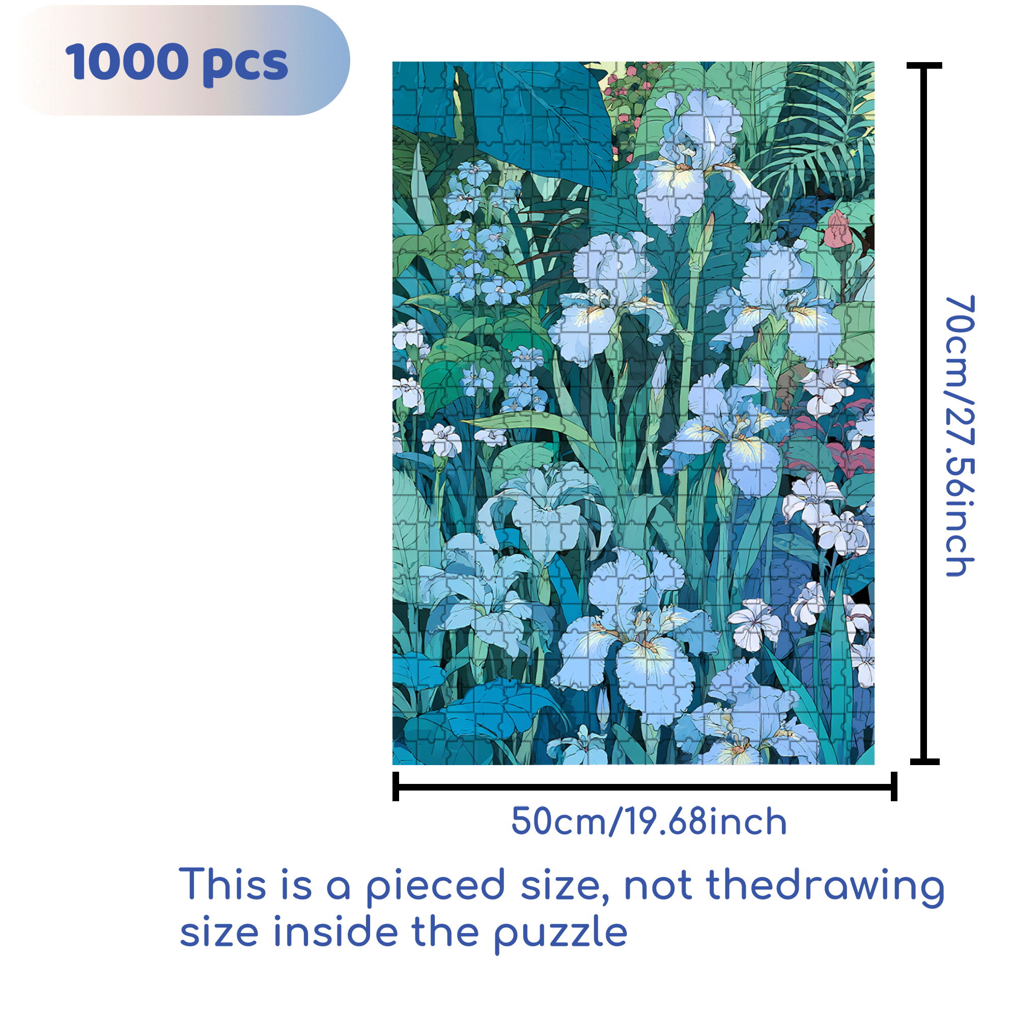 Irises In The Park 500pcs/1000pcs Jigsaw Puzzle, Scratch-Resistant, Interactive Family Game & Brain-Boosting DIY Decor, Perfect for Halloween, Christmas & New Year Gifts, Family Puzzle Game