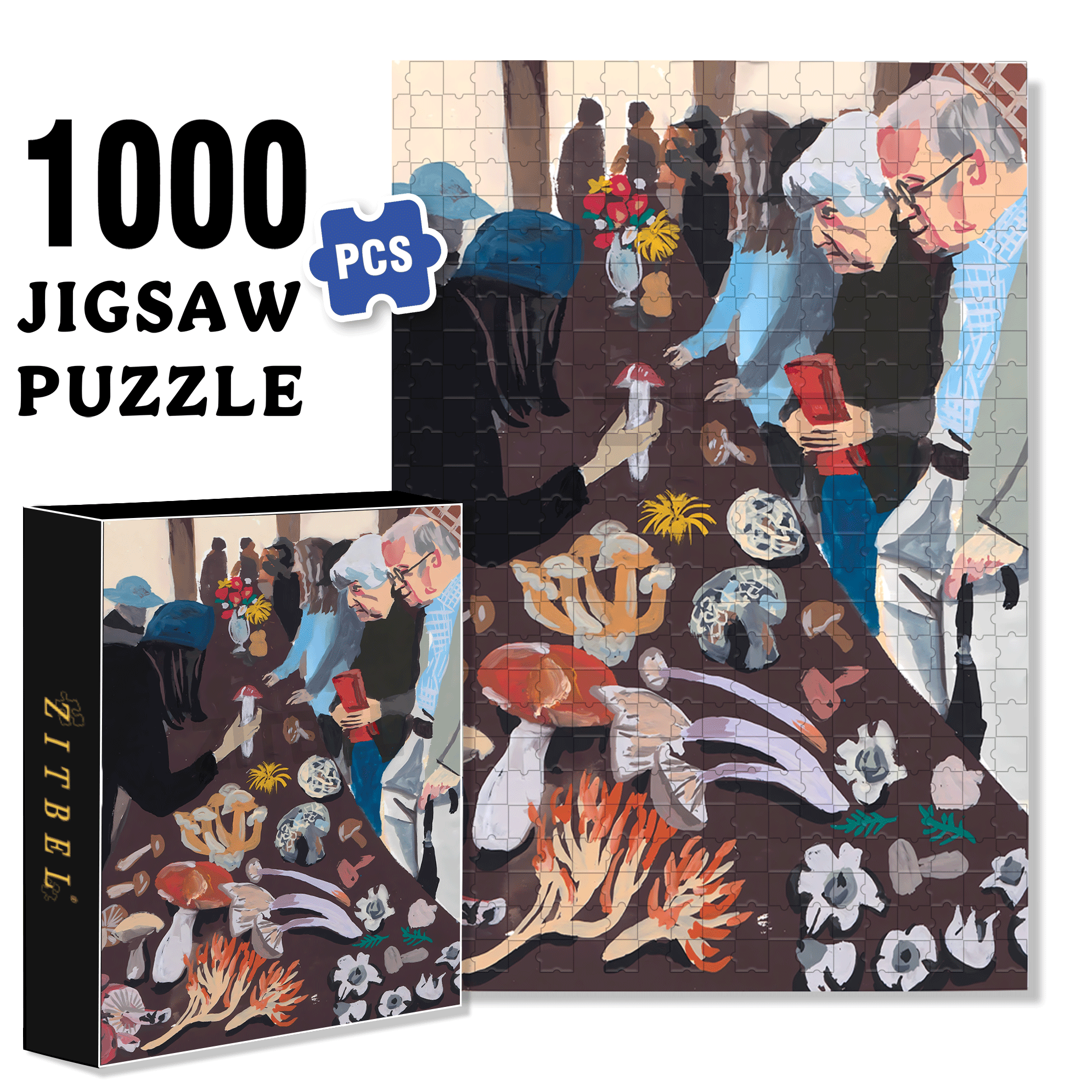 Mushroom Festival 500pcs/1000pcs Jigsaw Puzzle, Scratch-Resistant, Interactive Family Game & Brain-Boosting DIY Decor, Perfect for Halloween, Christmas & New Year Gifts, Family Puzzle Game