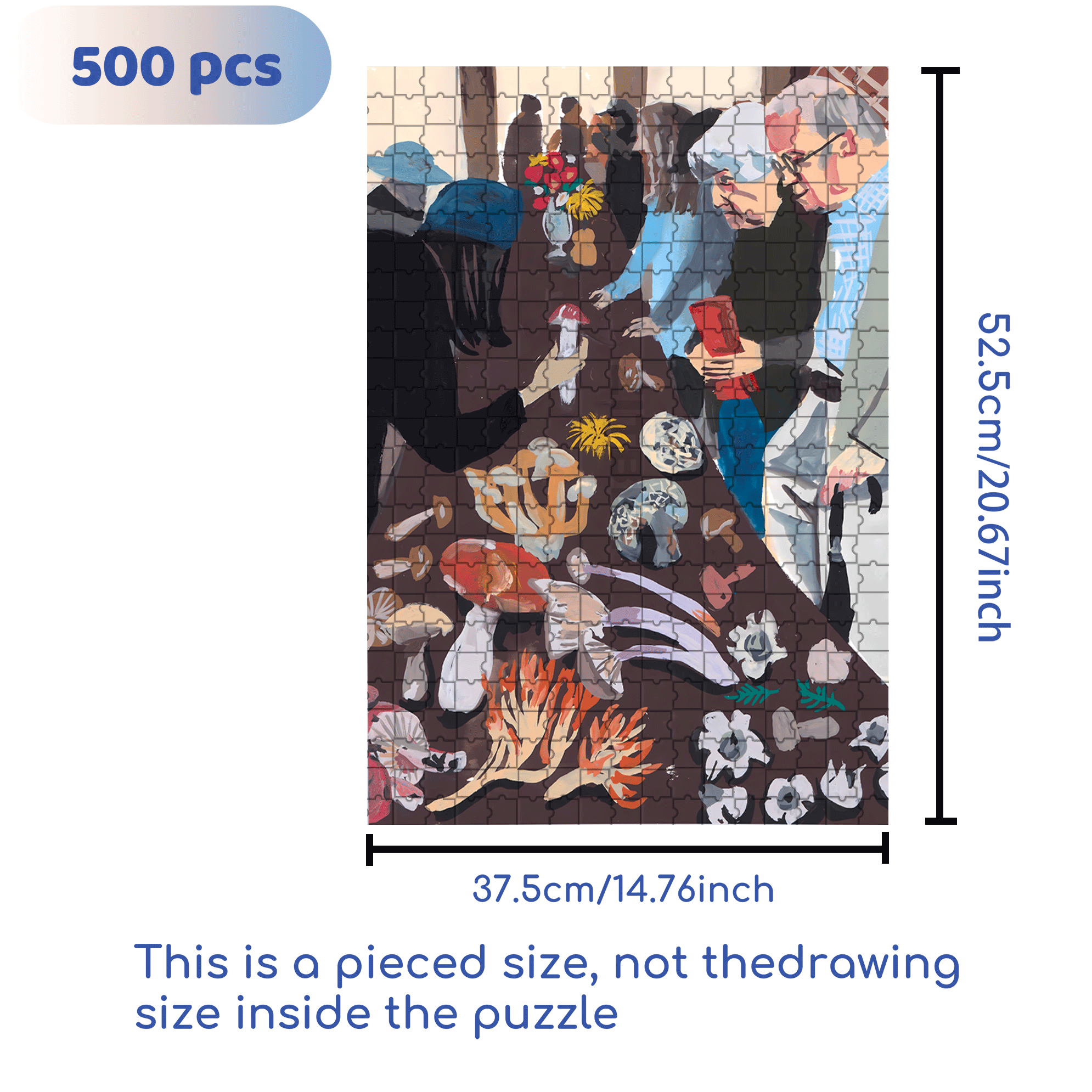 Mushroom Festival 500pcs/1000pcs Jigsaw Puzzle, Scratch-Resistant, Interactive Family Game & Brain-Boosting DIY Decor, Perfect for Halloween, Christmas & New Year Gifts, Family Puzzle Game