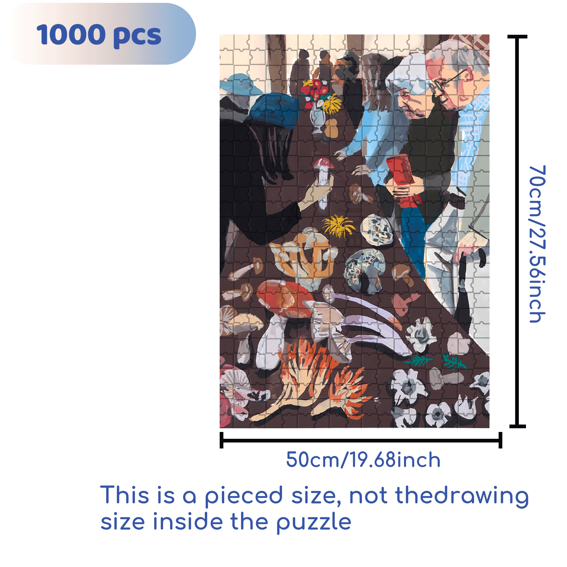 Mushroom Festival 500pcs/1000pcs Jigsaw Puzzle, Scratch-Resistant, Interactive Family Game & Brain-Boosting DIY Decor, Perfect for Halloween, Christmas & New Year Gifts, Family Puzzle Game