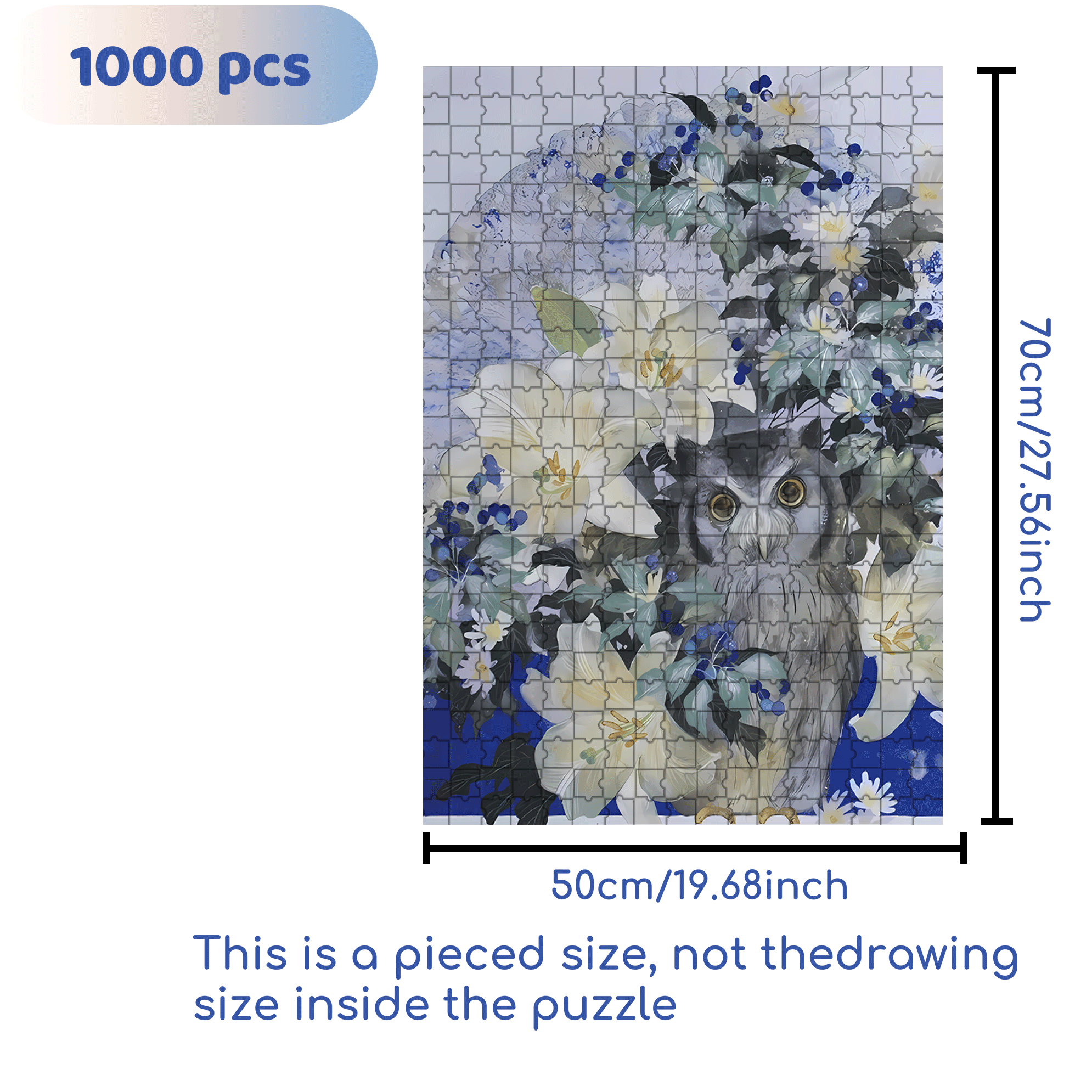 Owl and Lily 500pcs/1000pcs Jigsaw Puzzle, Scratch-Resistant, Interactive Family Game & Brain-Boosting DIY Decor, Perfect for Halloween, Christmas & New Year Gifts, Family Puzzle Game