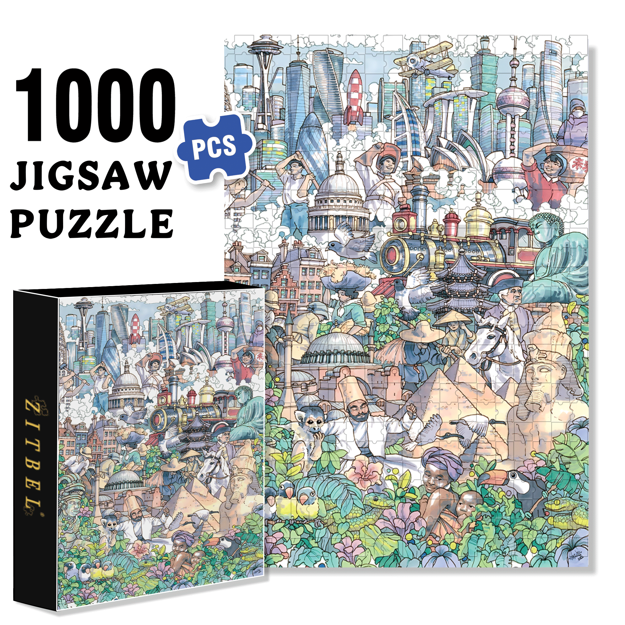 Passage of Time 500pcs/1000pcs Jigsaw Puzzle, Scratch-Resistant, Interactive Family Game & Brain-Boosting DIY Decor, Perfect for Halloween, Christmas & New Year Gifts, Family Puzzle Game