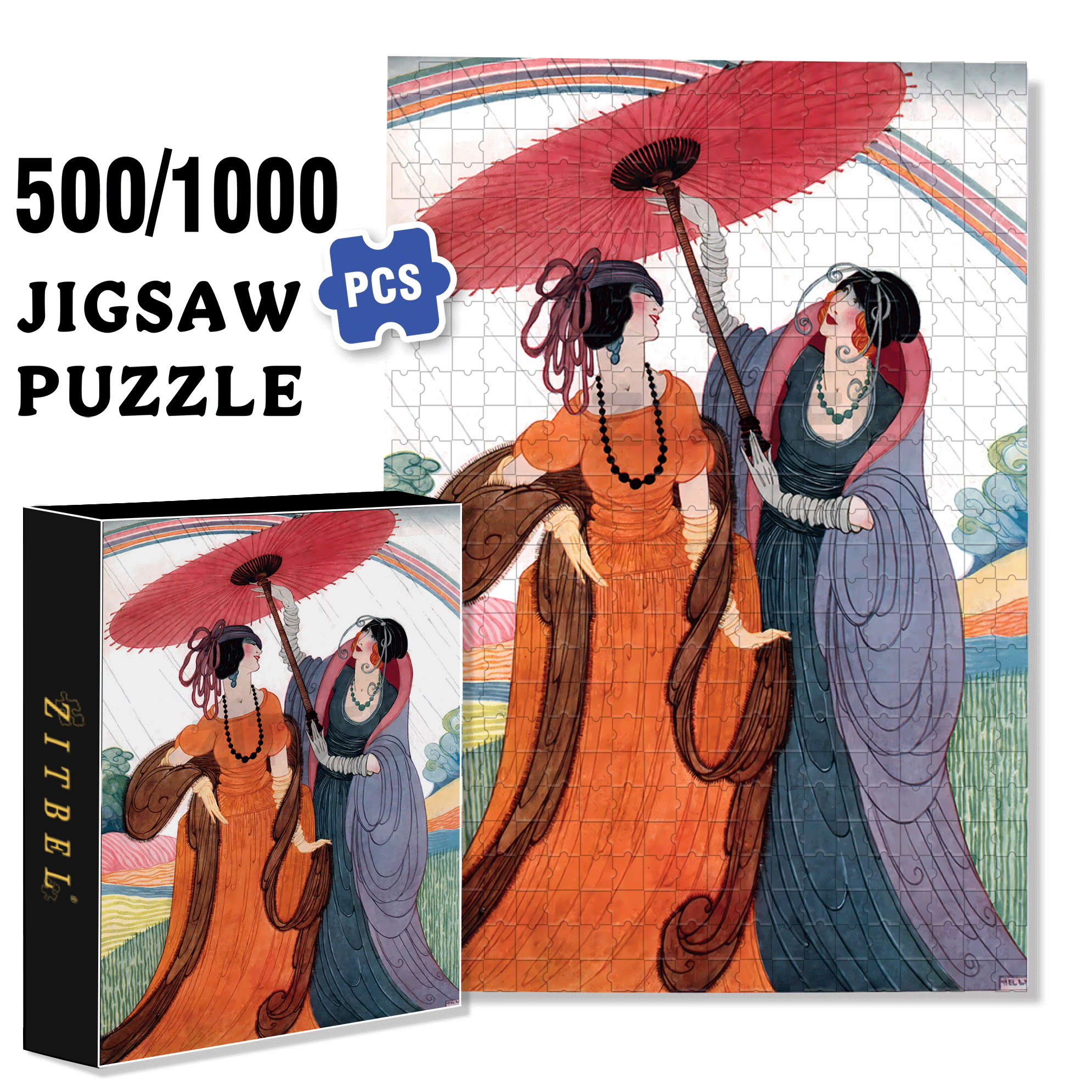 Rainbow Connection 500pcs/1000pcs Jigsaw Puzzle, Scratch-Resistant, Interactive Family Game & Brain-Boosting DIY Decor, Perfect for Halloween, Christmas & New Year Gifts, Family Puzzle Game