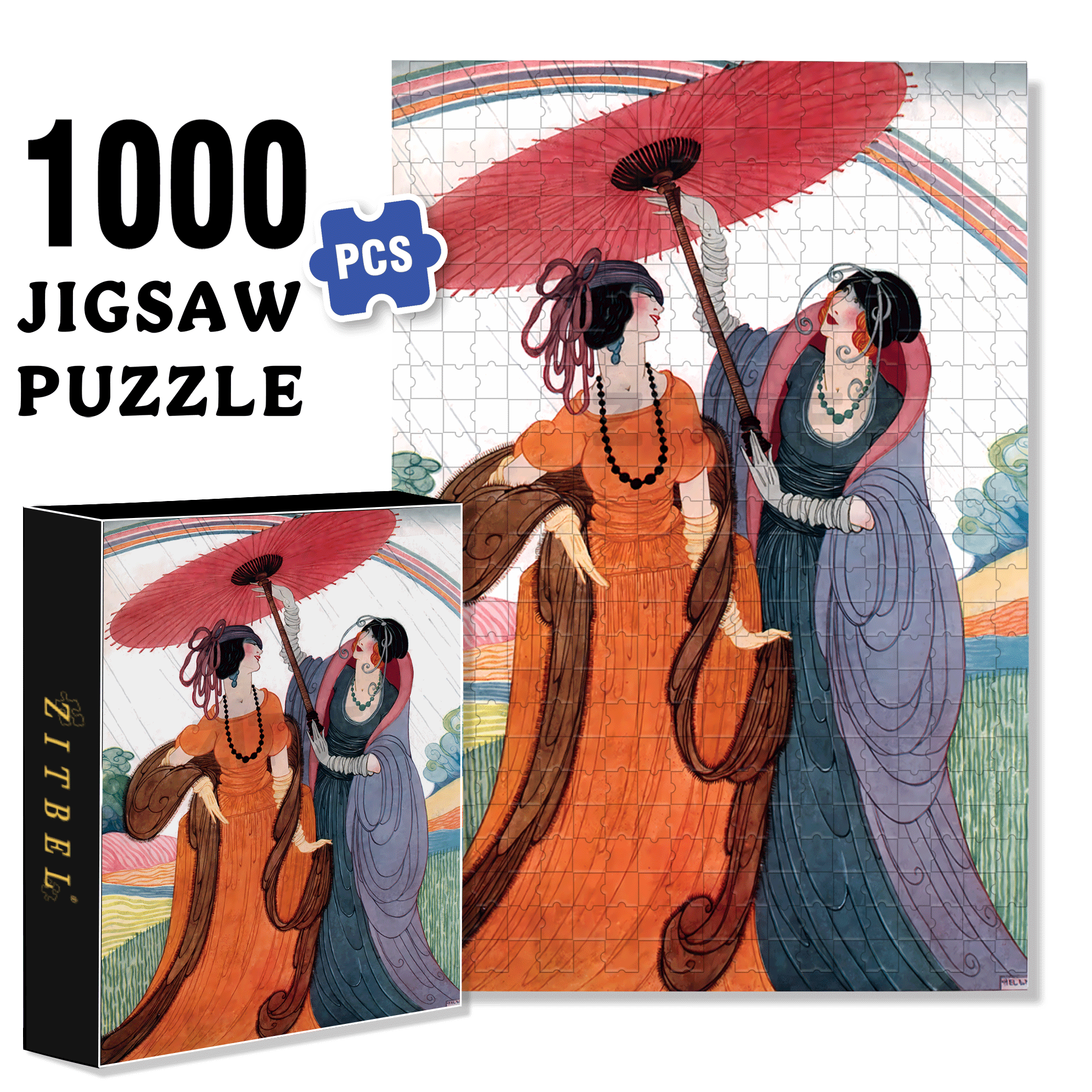 Rainbow Connection 500pcs/1000pcs Jigsaw Puzzle, Scratch-Resistant, Interactive Family Game & Brain-Boosting DIY Decor, Perfect for Halloween, Christmas & New Year Gifts, Family Puzzle Game
