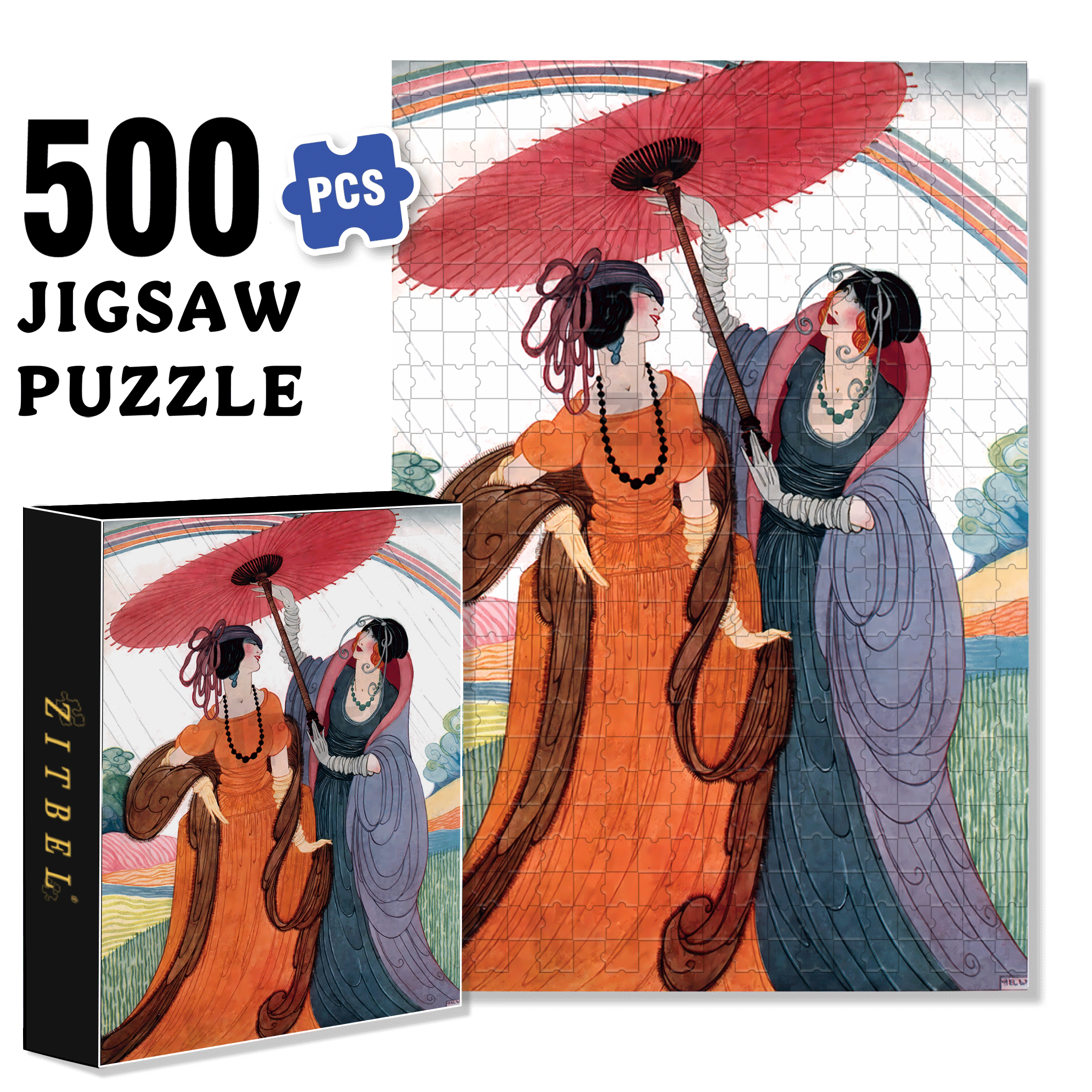 Rainbow Connection 500pcs/1000pcs Jigsaw Puzzle, Scratch-Resistant, Interactive Family Game & Brain-Boosting DIY Decor, Perfect for Halloween, Christmas & New Year Gifts, Family Puzzle Game