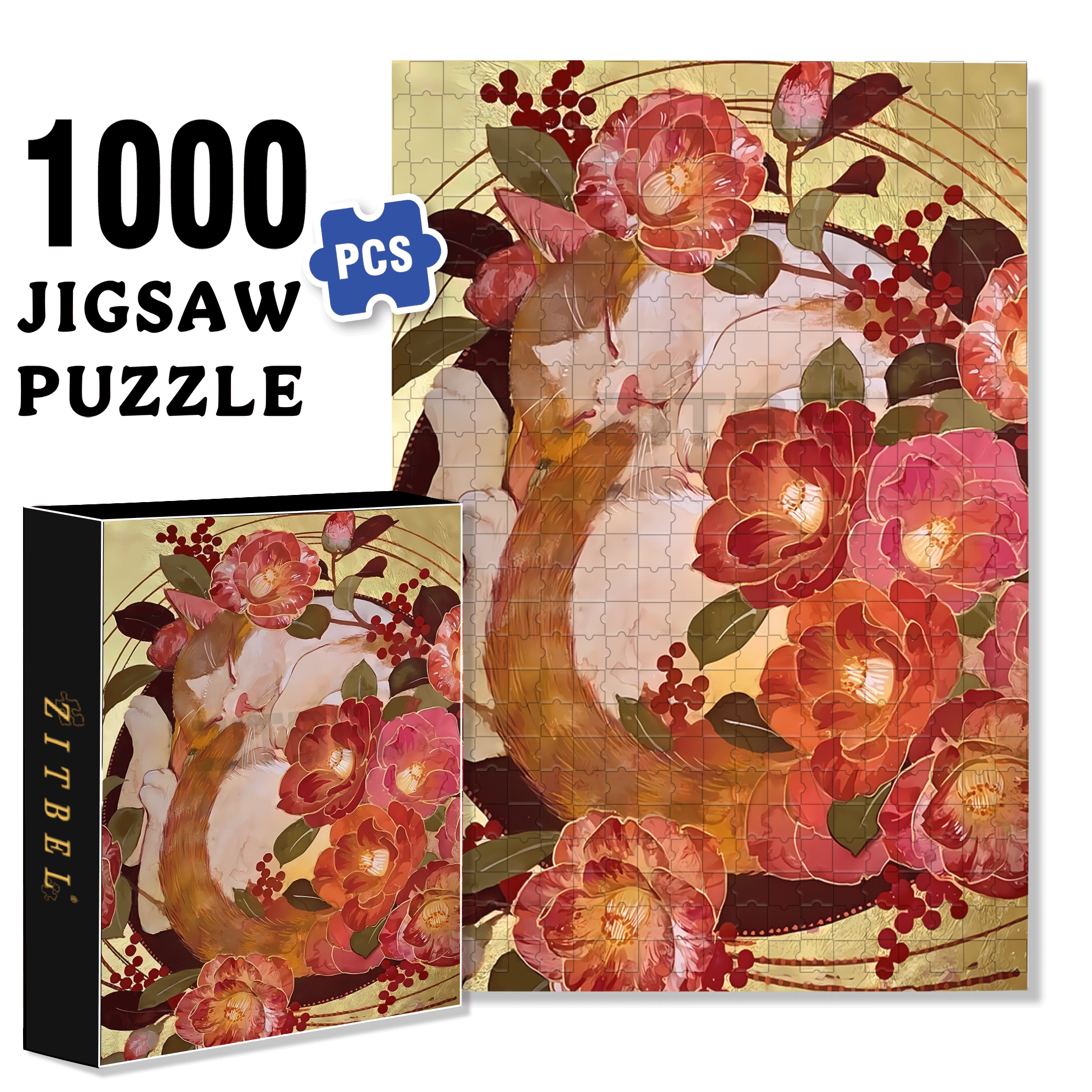 Red Tone 3 500pcs/1000pcs Jigsaw Puzzle, Scratch-Resistant, Interactive Family Game & Brain-Boosting DIY Decor, Perfect for Halloween, Christmas & New Year Gifts, Family Puzzle Game