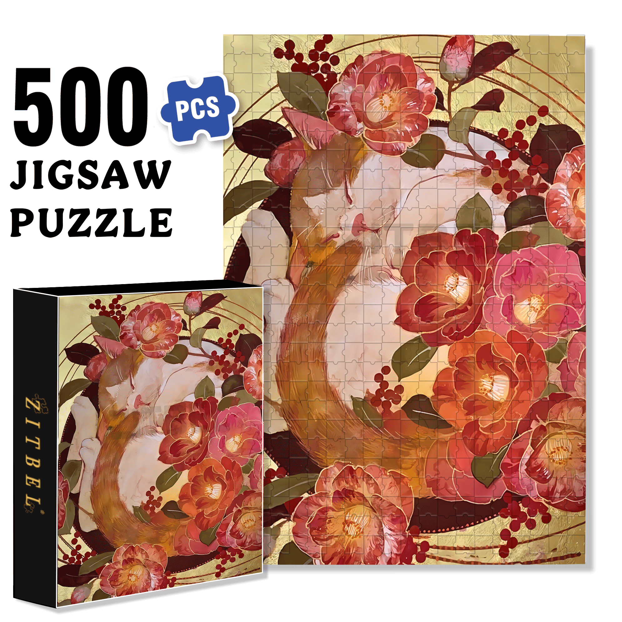 Red Tone 3 500pcs/1000pcs Jigsaw Puzzle, Scratch-Resistant, Interactive Family Game & Brain-Boosting DIY Decor, Perfect for Halloween, Christmas & New Year Gifts, Family Puzzle Game