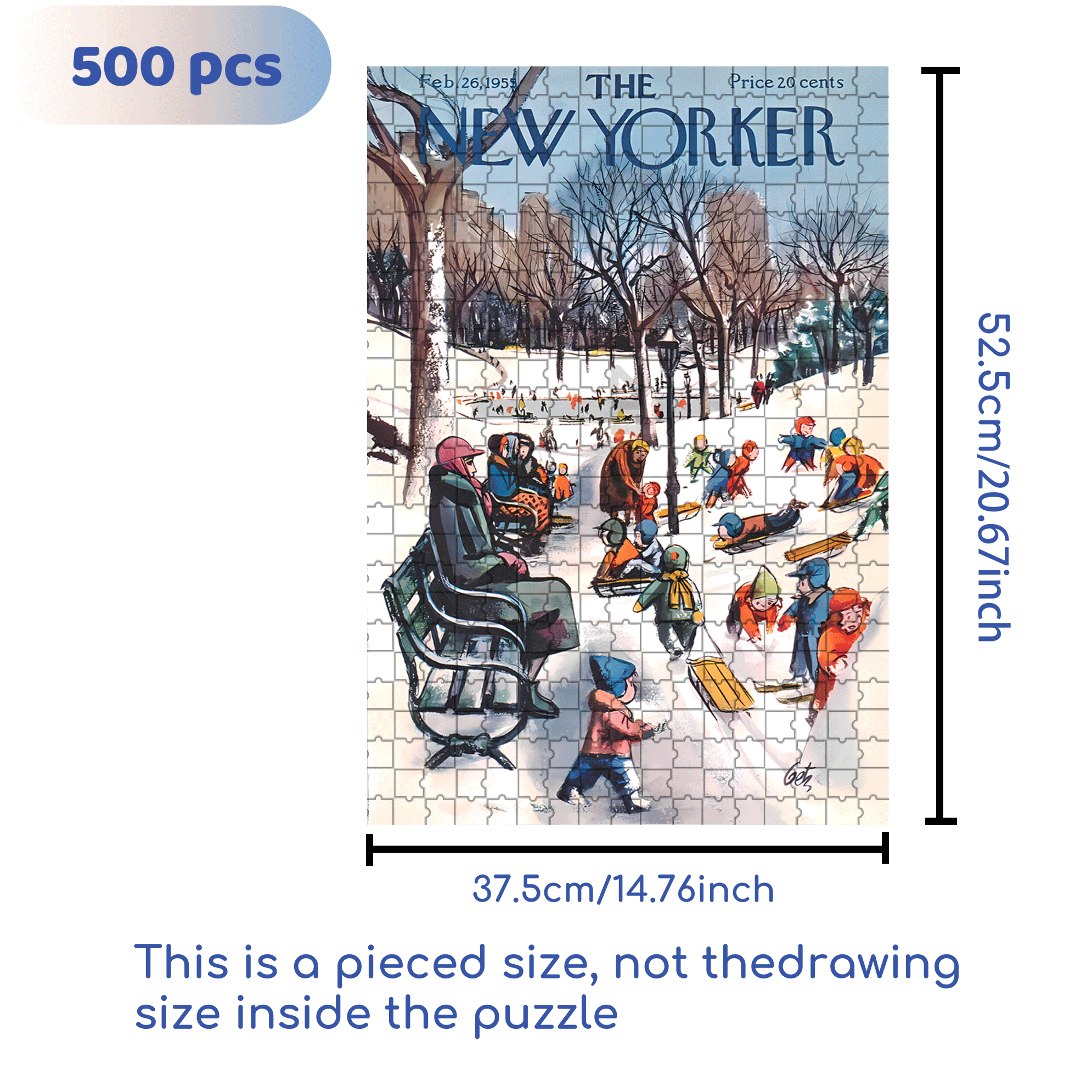 Sledding in the Park 500pcs/1000pcs Jigsaw Puzzle, Scratch-Resistant, Interactive Family Game & Brain-Boosting DIY Decor, Perfect for Halloween, Christmas & New Year Gifts, Family Puzzle Game