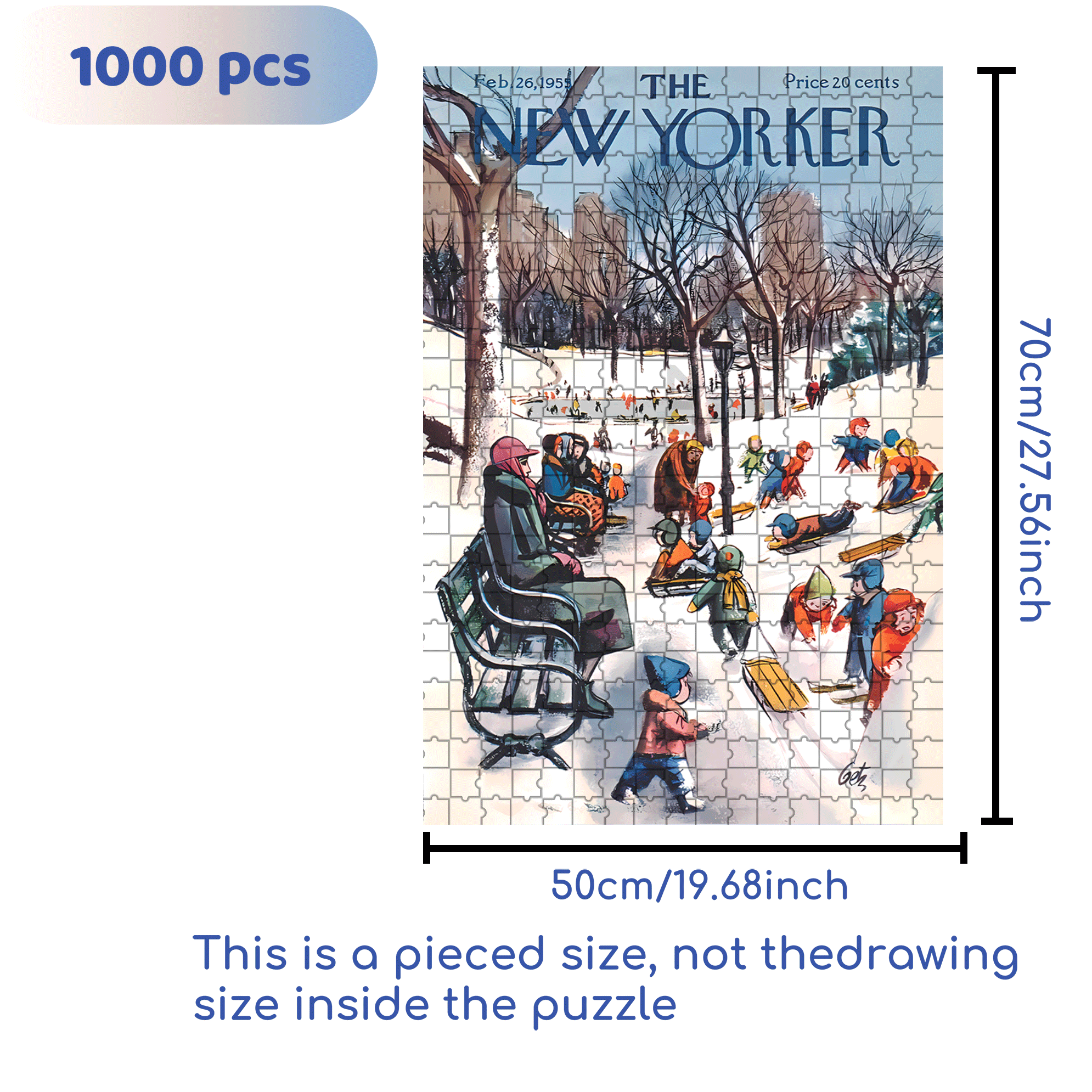 Sledding in the Park 500pcs/1000pcs Jigsaw Puzzle, Scratch-Resistant, Interactive Family Game & Brain-Boosting DIY Decor, Perfect for Halloween, Christmas & New Year Gifts, Family Puzzle Game
