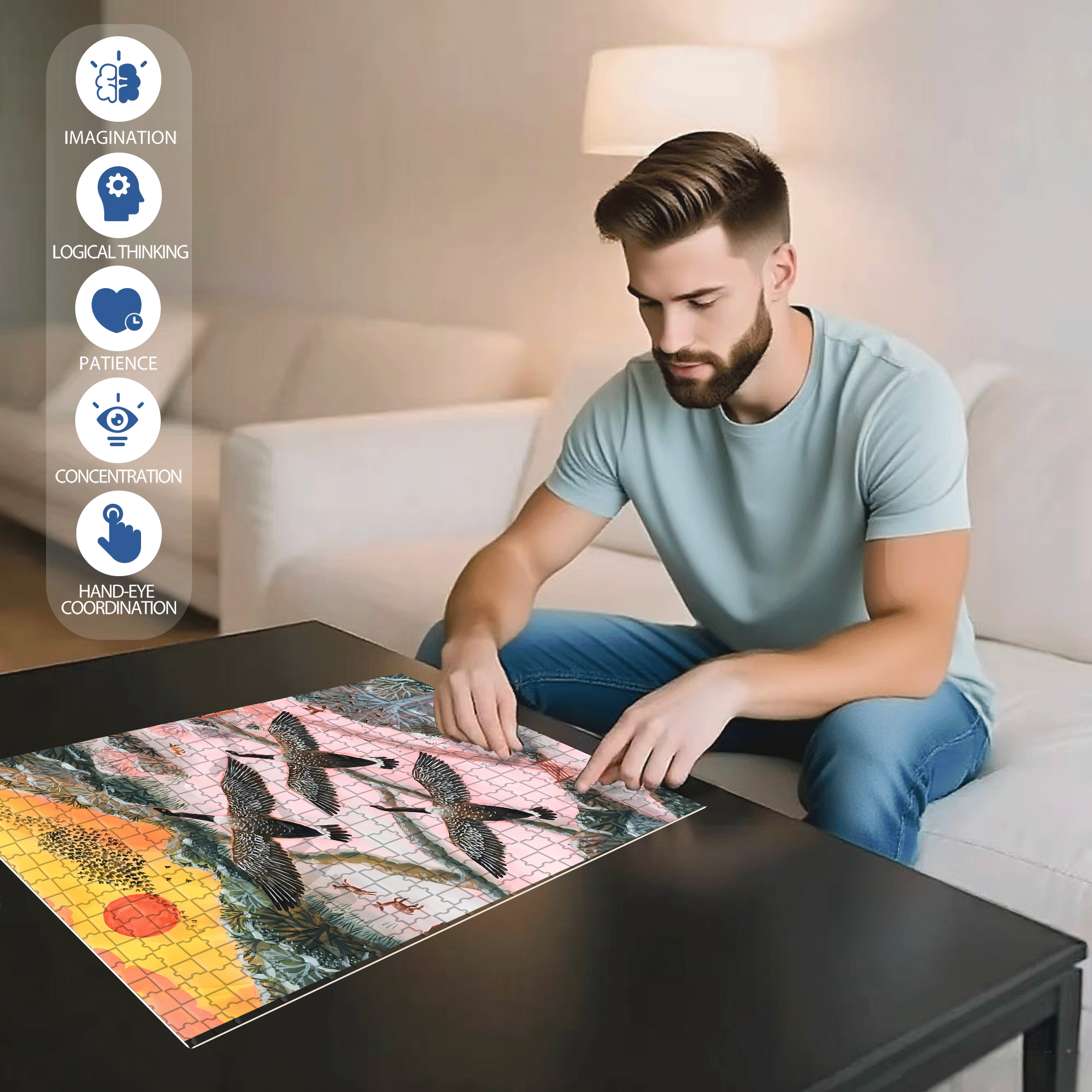 Snow Flying 500pcs/1000pcs Jigsaw Puzzle, Scratch-Resistant, Interactive Family Game & Brain-Boosting DIY Decor, Perfect for Halloween, Christmas & New Year Gifts, Family Puzzle Game