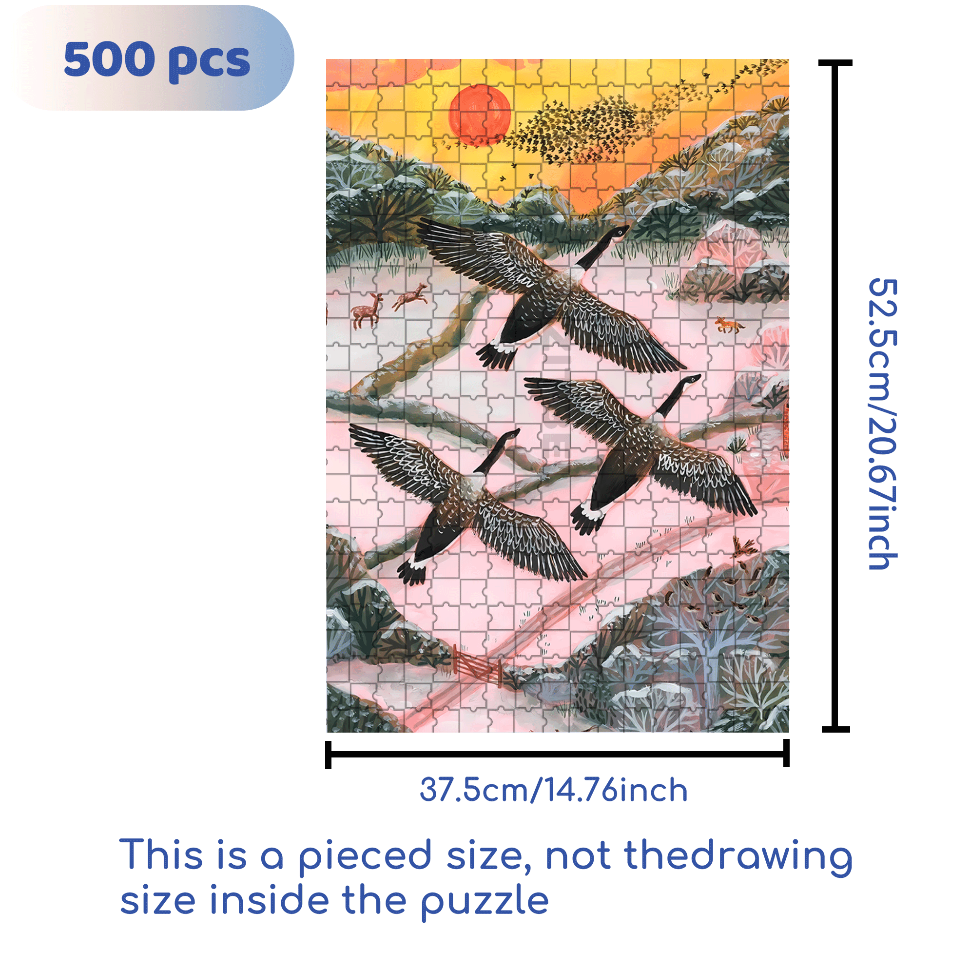 Snow Flying 500pcs/1000pcs Jigsaw Puzzle, Scratch-Resistant, Interactive Family Game & Brain-Boosting DIY Decor, Perfect for Halloween, Christmas & New Year Gifts, Family Puzzle Game