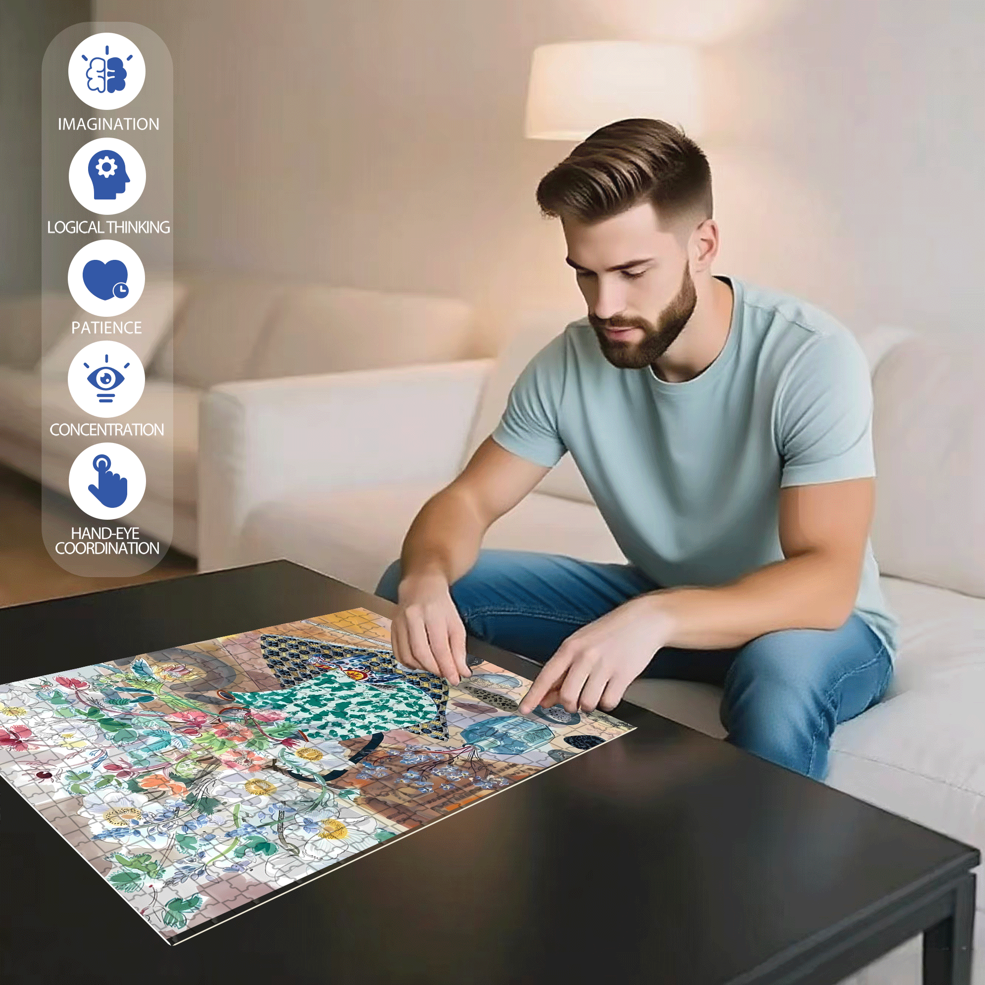 Still Life and Light 10 500pcs/1000pcs Jigsaw Puzzle, Scratch-Resistant, Interactive Family Game & Brain-Boosting DIY Decor, Perfect for Halloween, Christmas & New Year Gifts, Family Puzzle Game