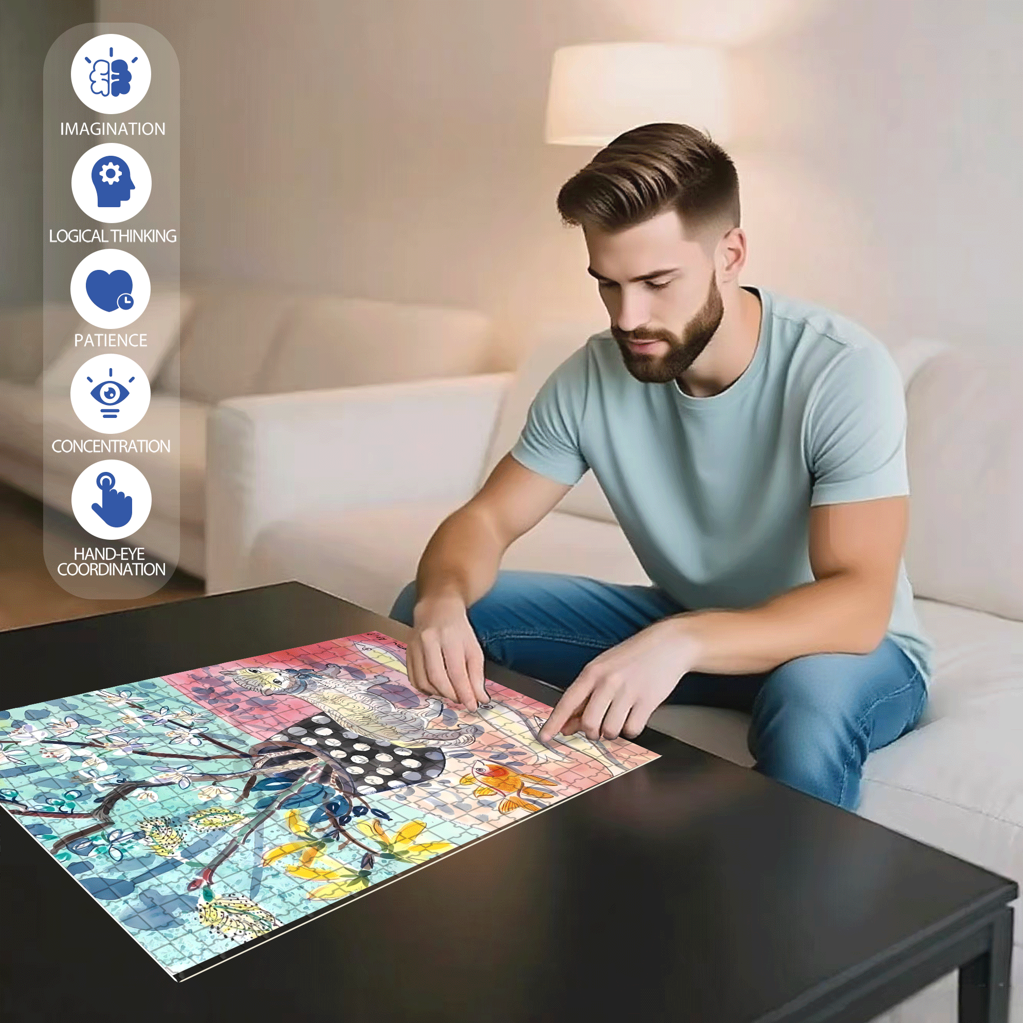 Still Life and Light 12 500pcs/1000pcs Jigsaw Puzzle, Scratch-Resistant, Interactive Family Game & Brain-Boosting DIY Decor, Perfect for Halloween, Christmas & New Year Gifts, Family Puzzle Game