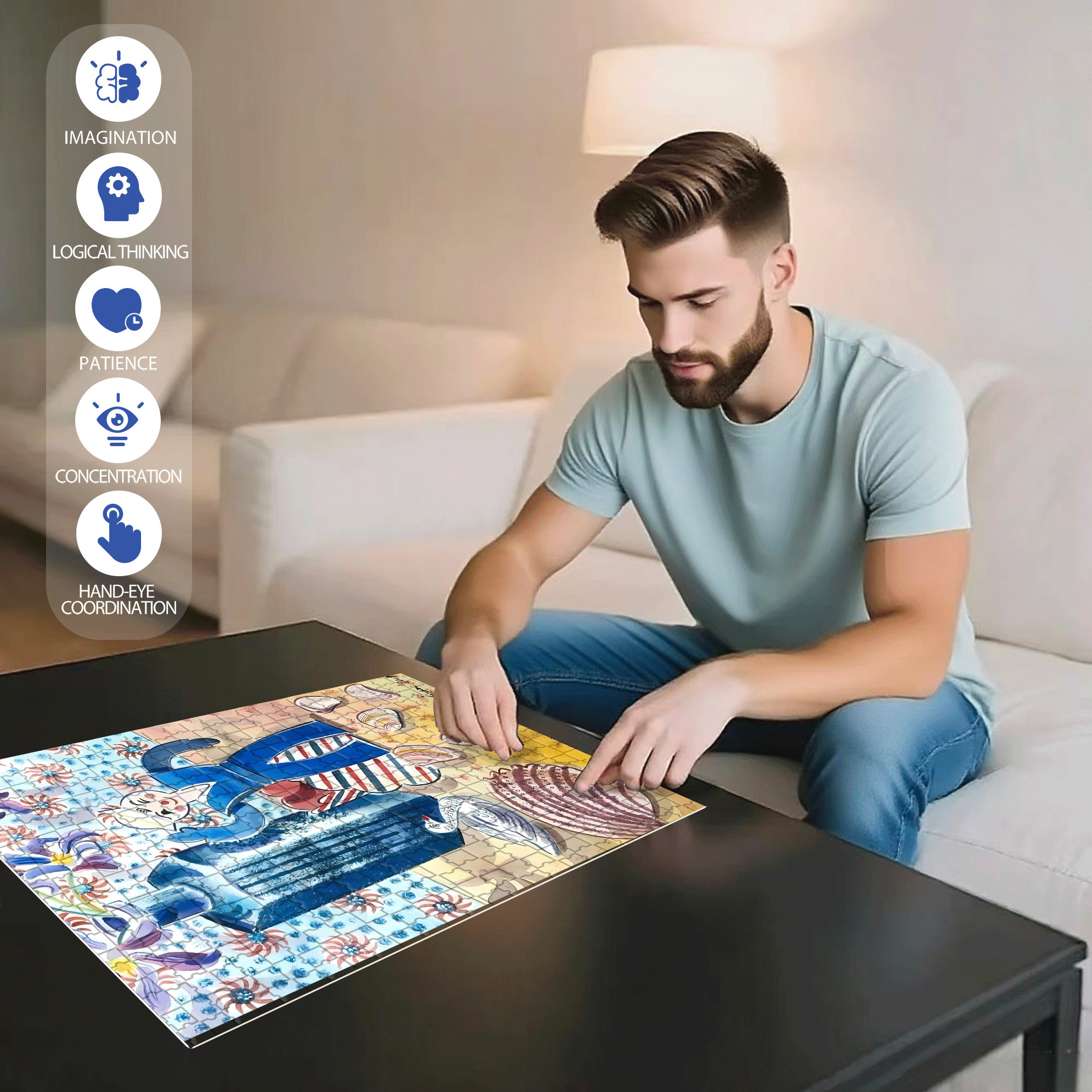 Still Life and Light 15 500pcs/1000pcs Jigsaw Puzzle, Scratch-Resistant, Interactive Family Game & Brain-Boosting DIY Decor, Perfect for Halloween, Christmas & New Year Gifts, Family Puzzle Game